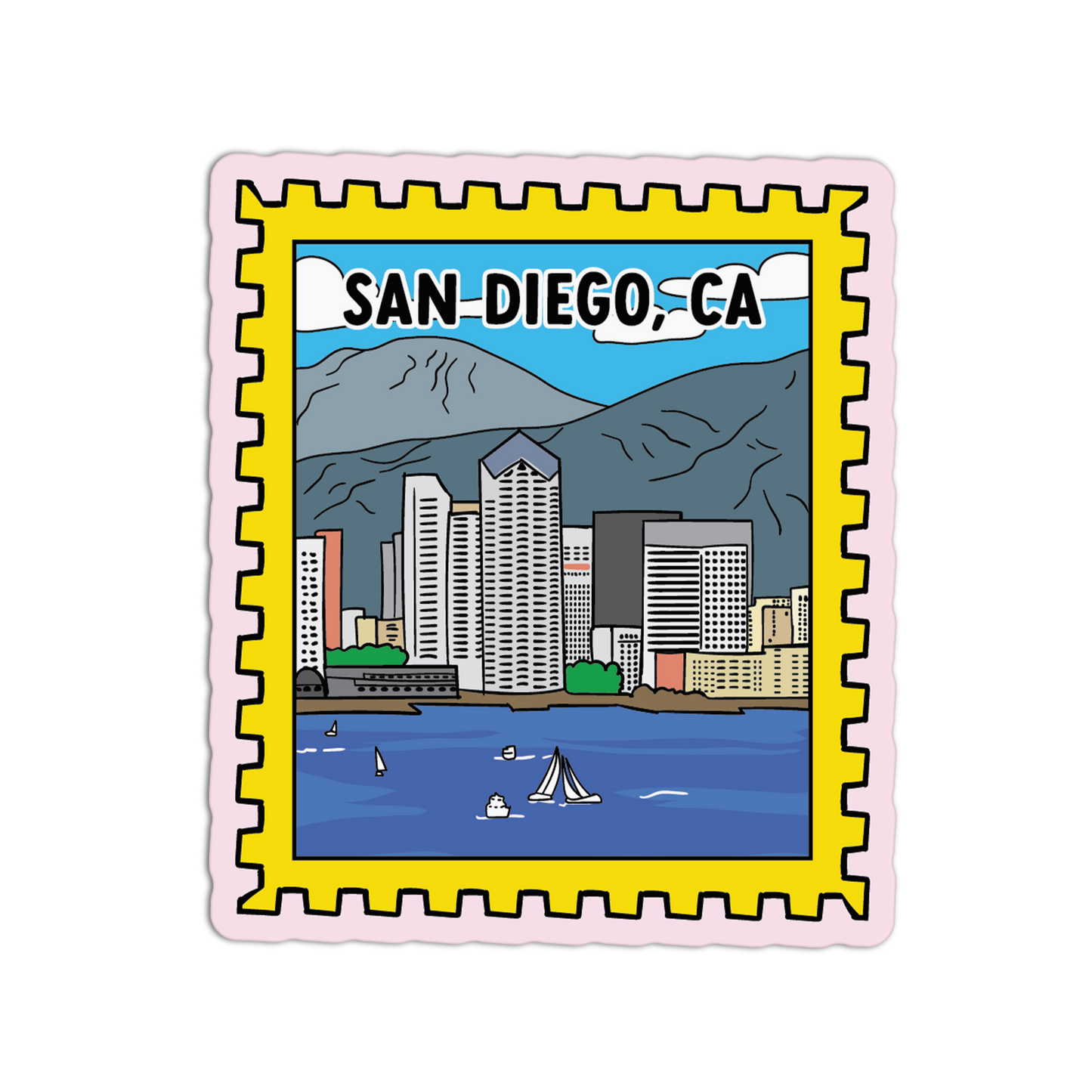 San Diego Skyline California Stamp Sticker