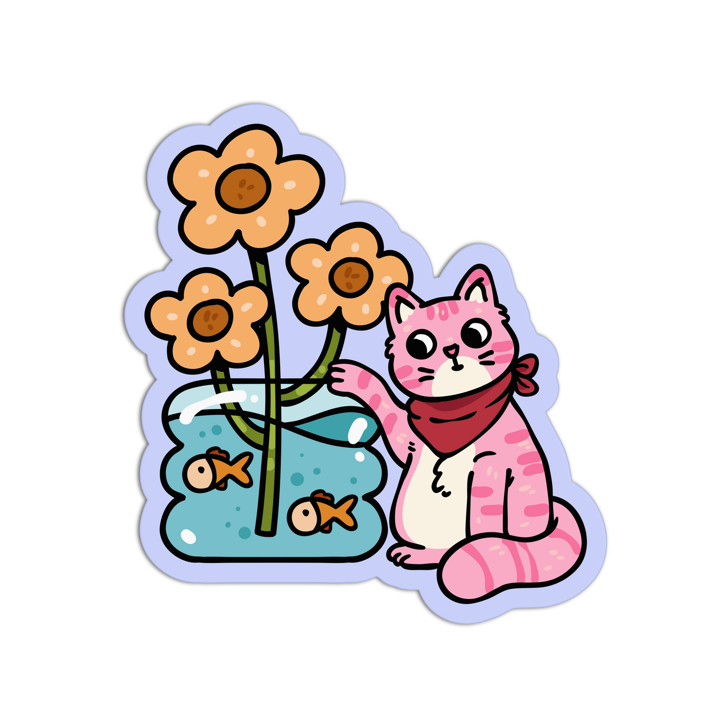 Fishbowl Feline - Cats And Flowers Sticker