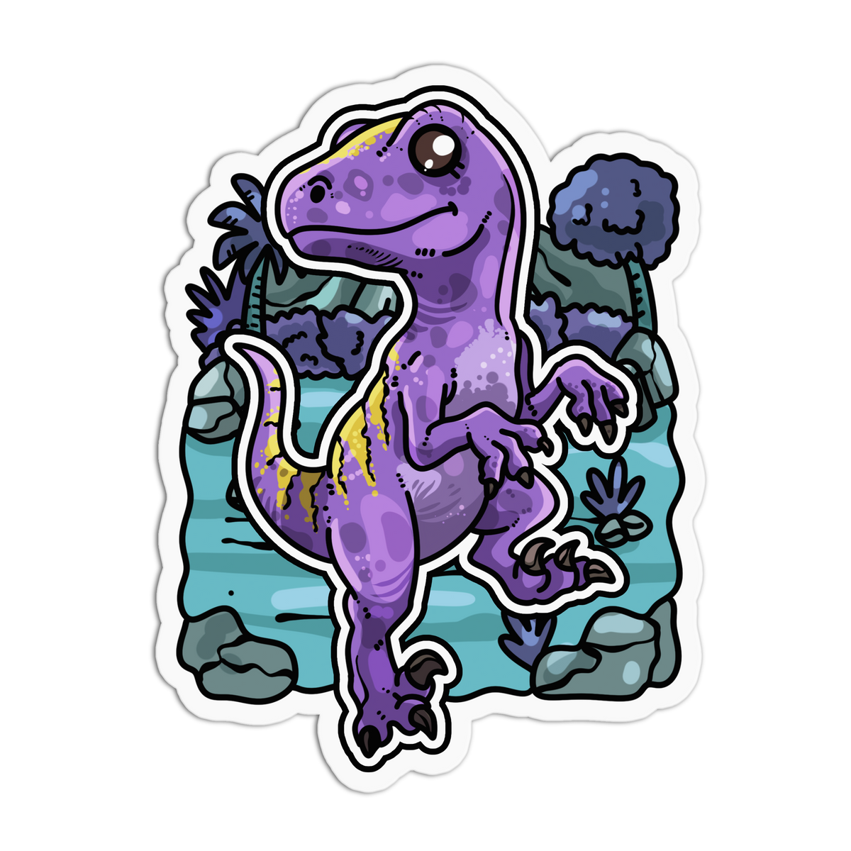 Purple Raptor - Chibi Dinos Sticker