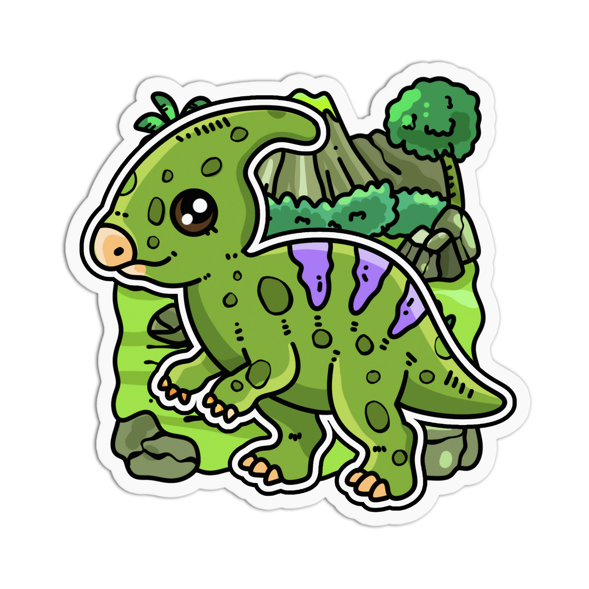 Green Crest - Chibi Dinos Sticker