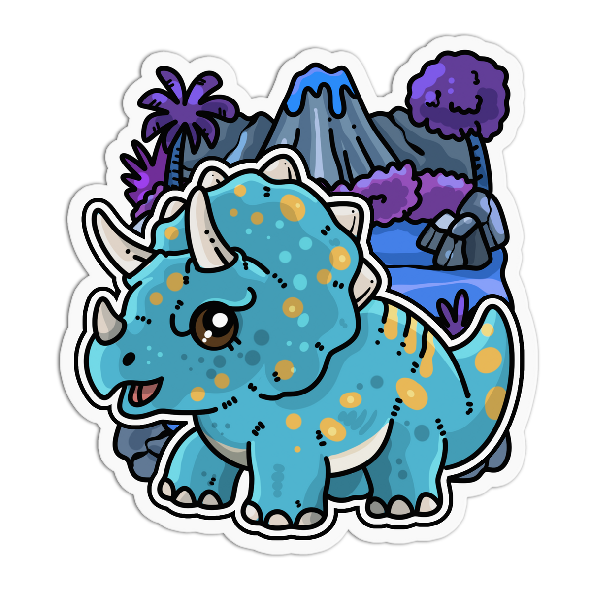 Blue Horns - Chibi Dinos Sticker