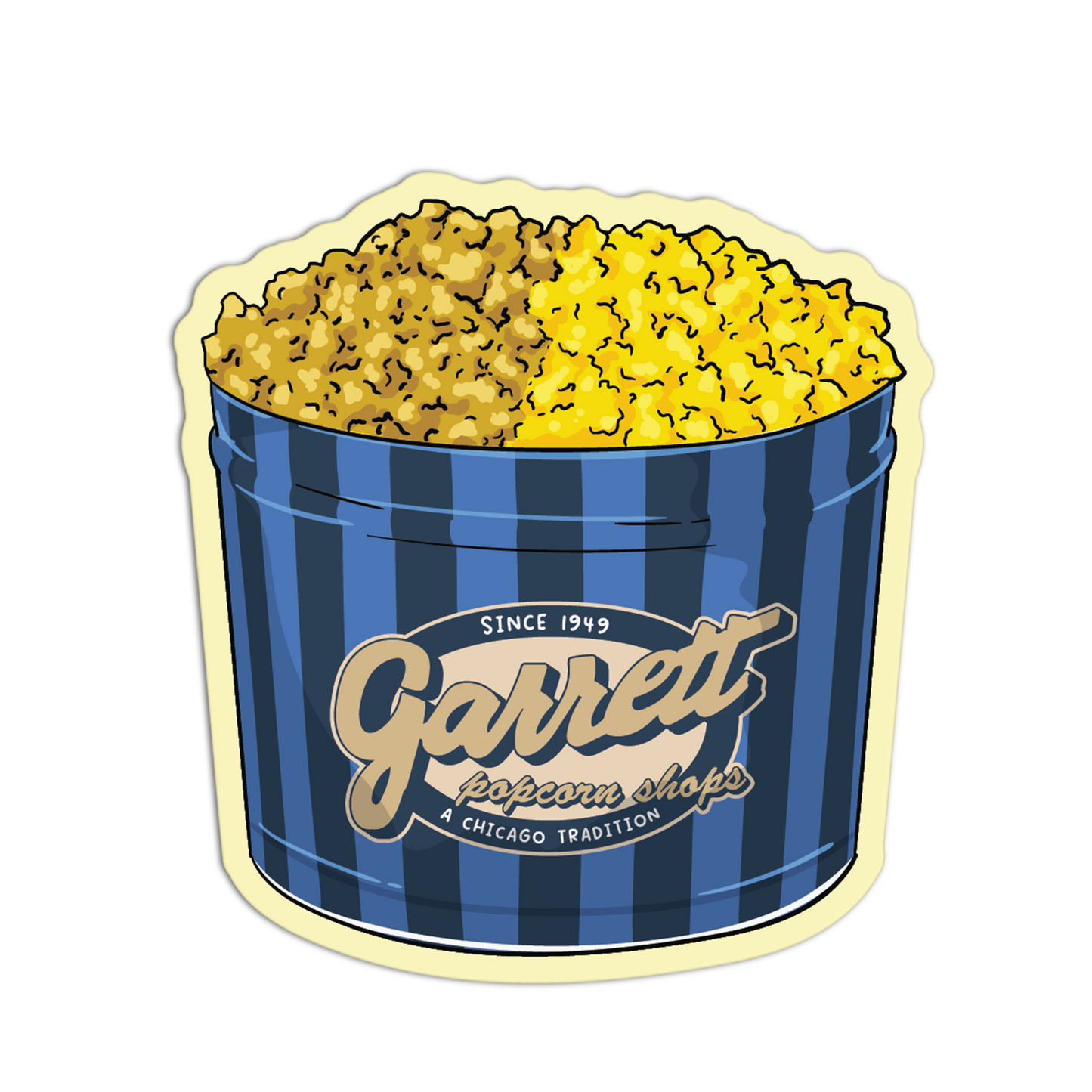 Garrett Mix Popcorn Tin Chicago Sticker