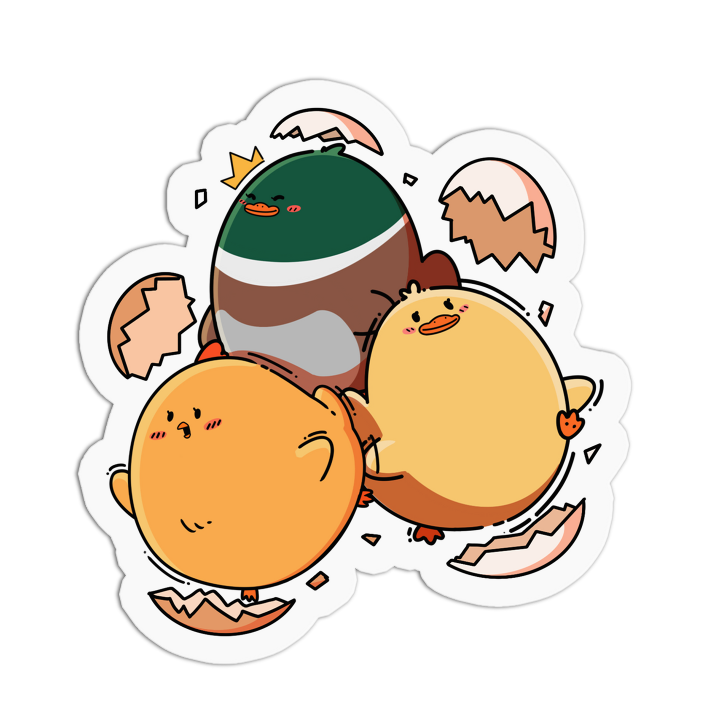 Triple Hatching Chicks Bird Sticker