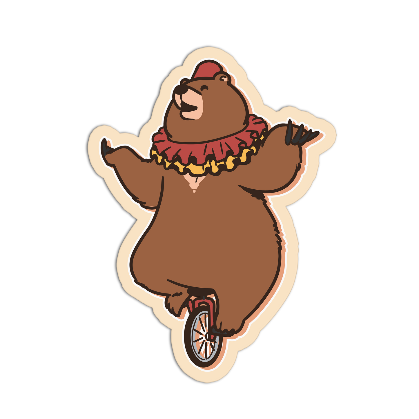 Unicycle Bear Circus Animal Stickers