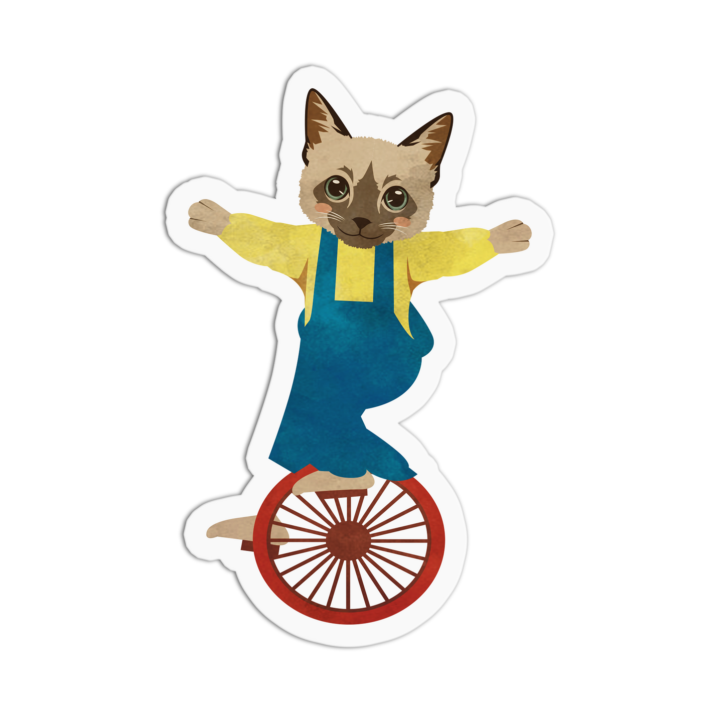 Unicyclist Circus Cat Sticker