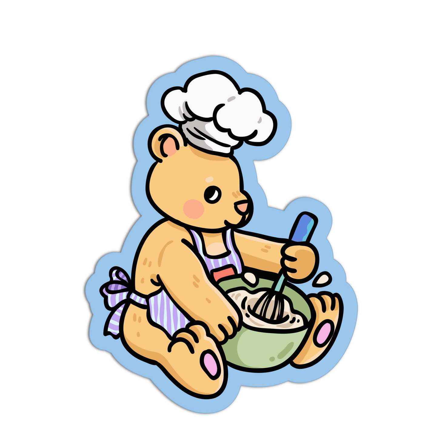 Whisking Teddy Bear Coquette Baking Stickers