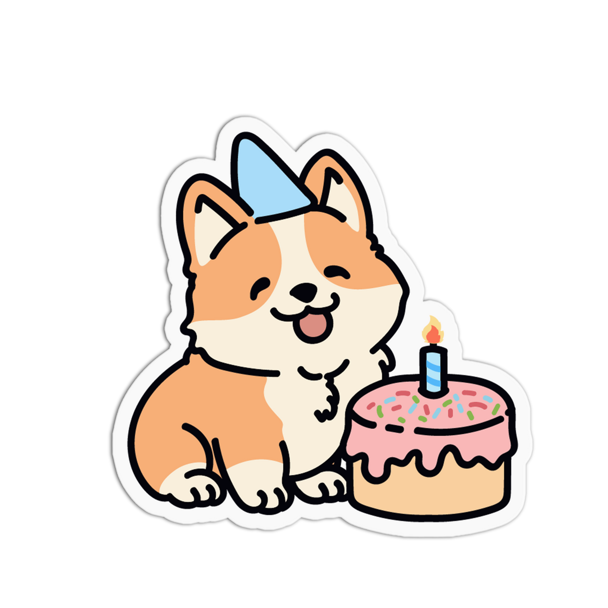 Birthday Cake Corgi Sticker