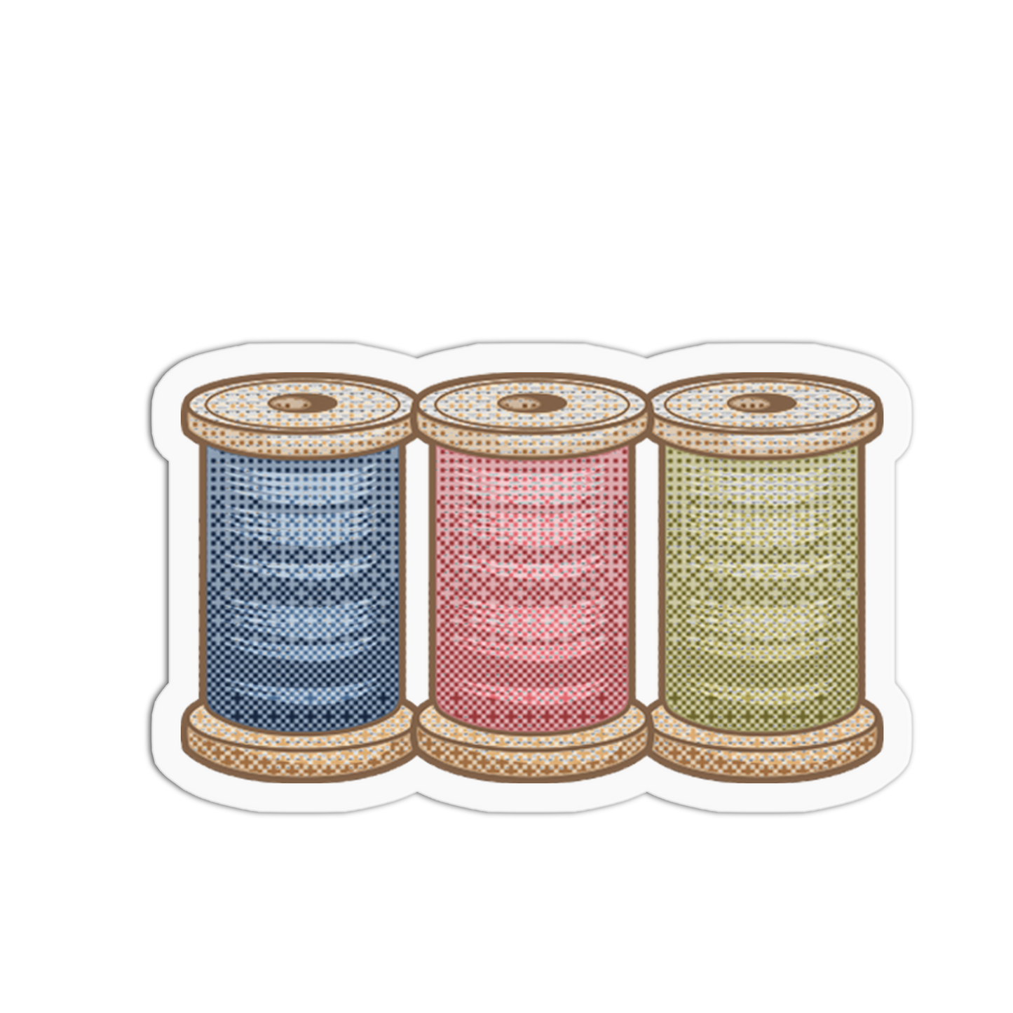 Three Colorful Spools Cross Stitch Sticker