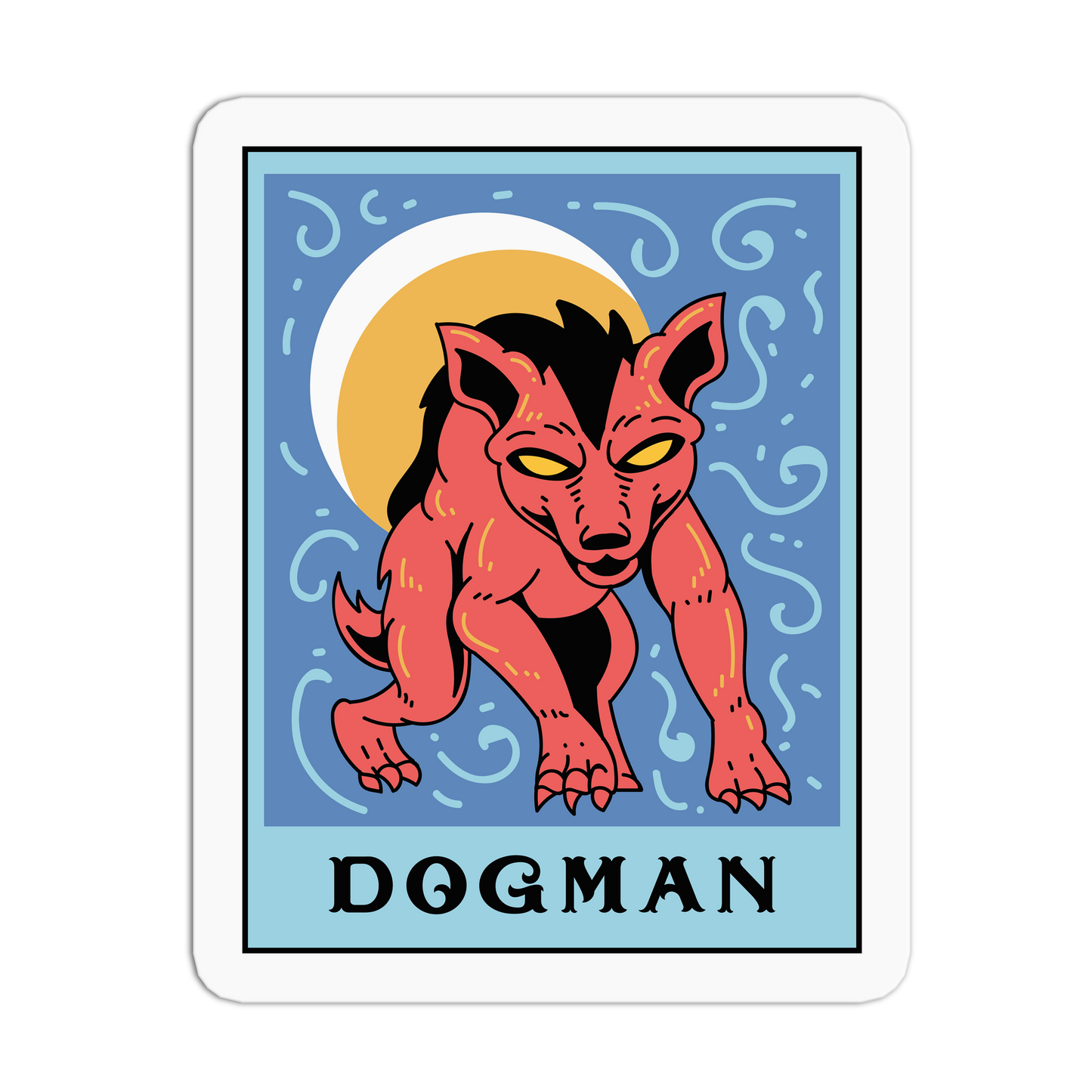 Strength Dogman Cryptid Tarot Cards Sticker
