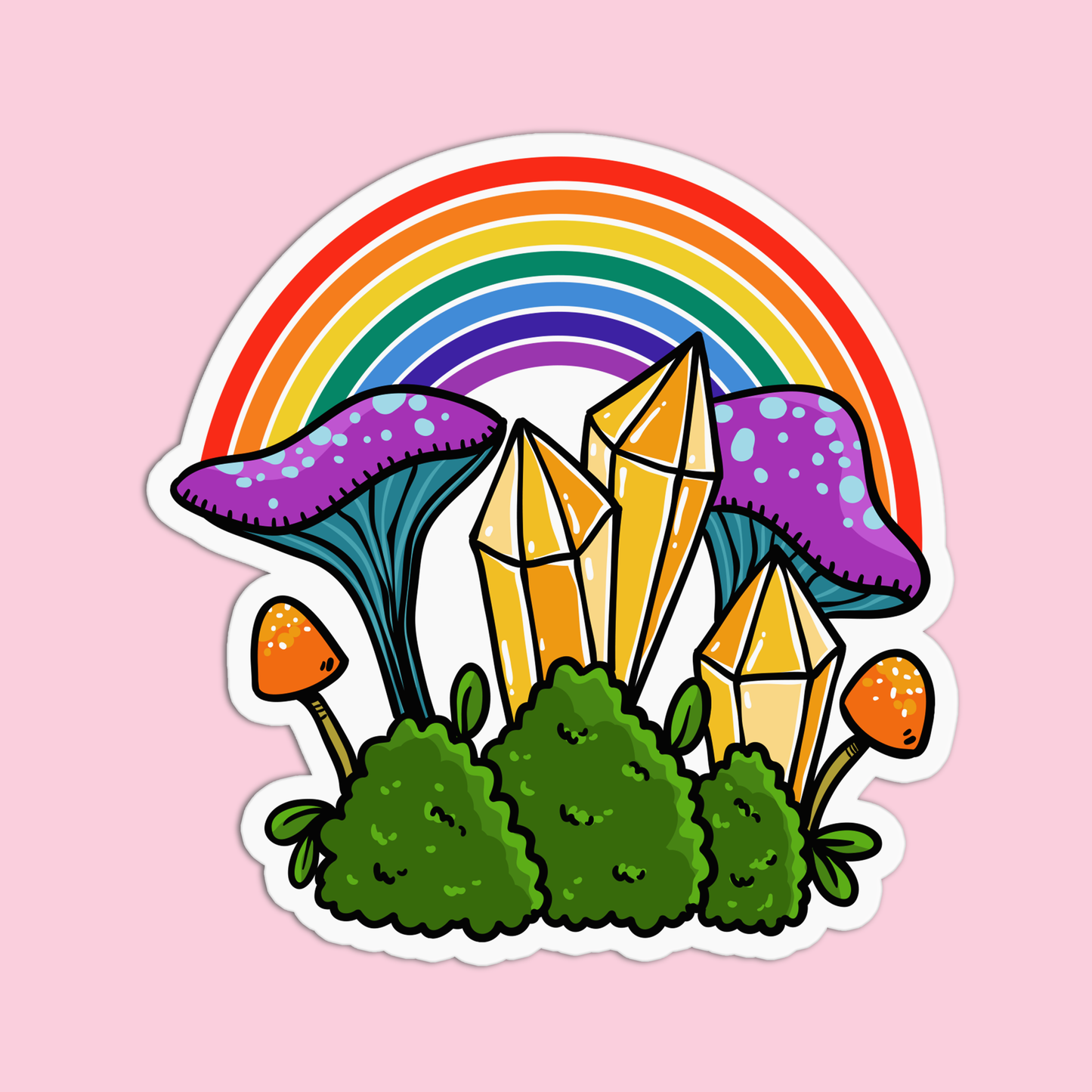 Rainbow and Mushrooms Canna Sticker