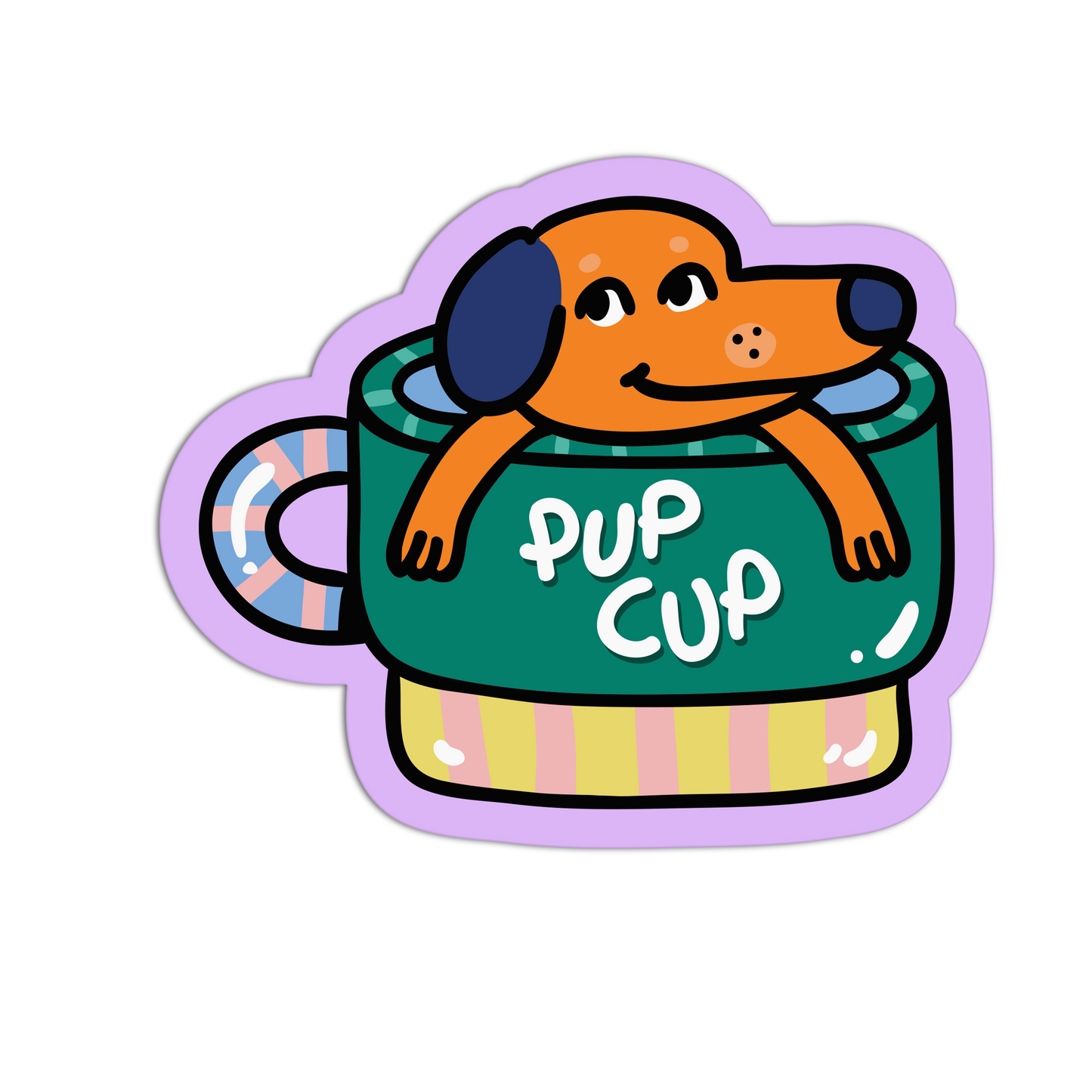 Cute Dog Pup Cute Cups Sticker