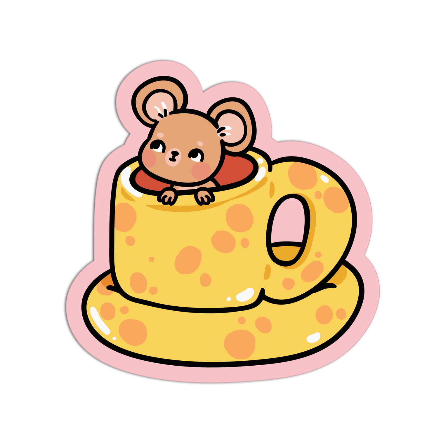 Swiss Cheese Mouse Cute Cups Sticker