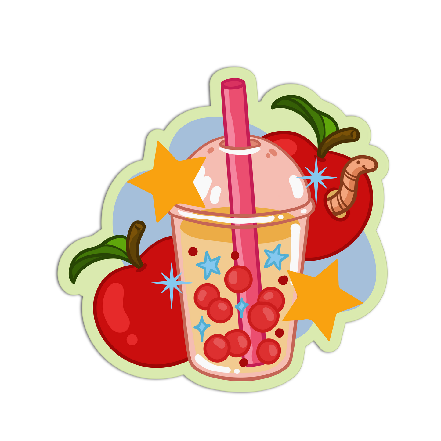 Apple Boba Cute Drinks Sticker