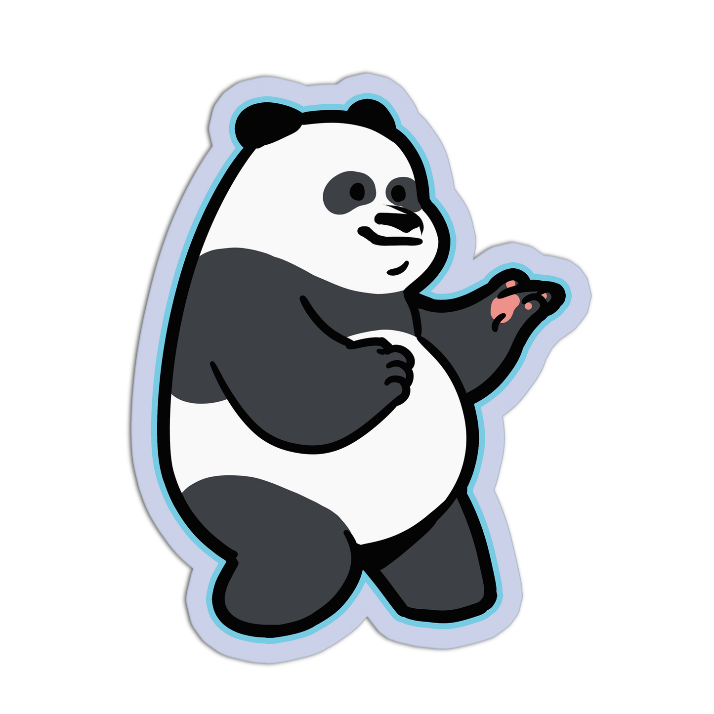 Cartoon panda holding a heart on a white background