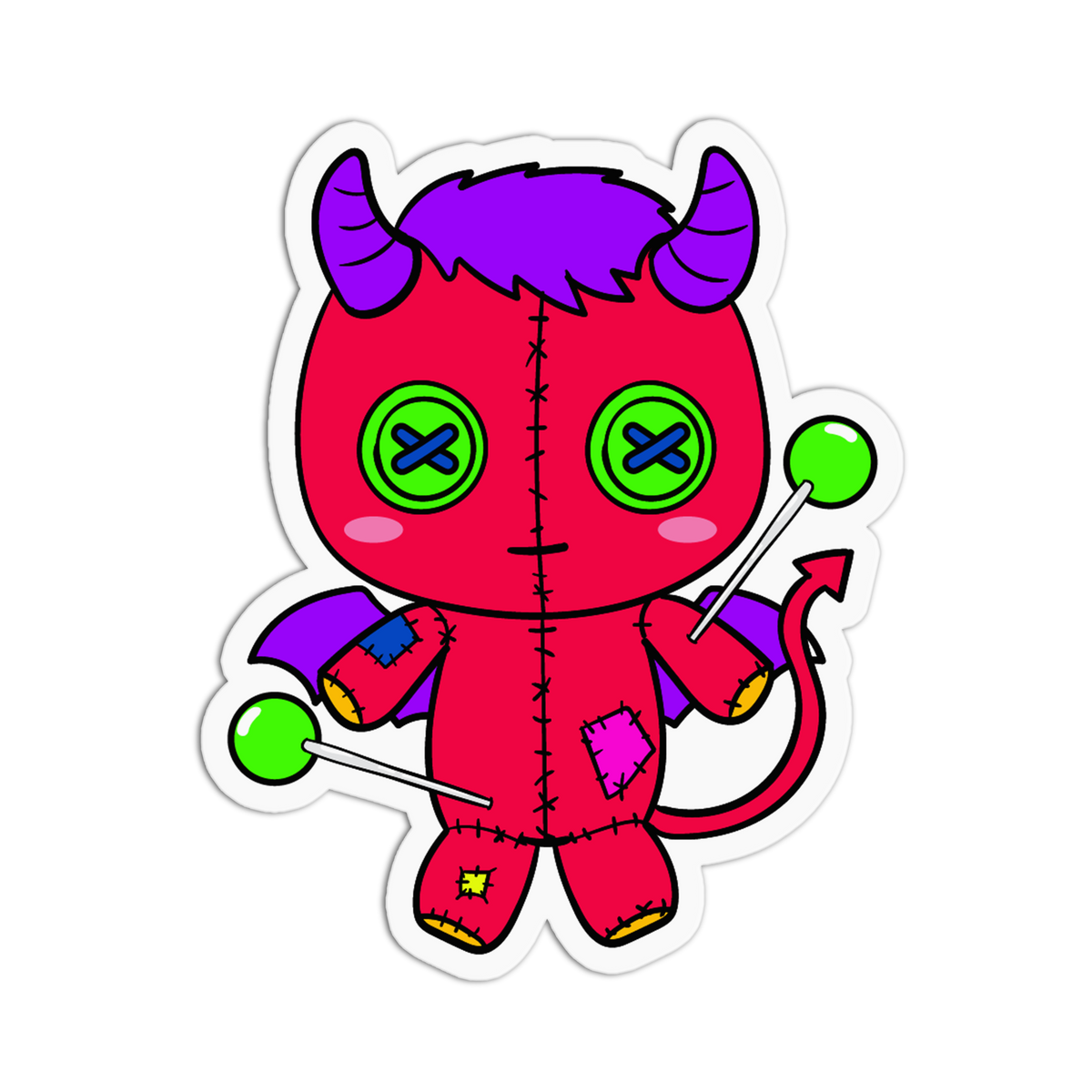 Devil Horns - Cute Voodoo Dolls Sticker