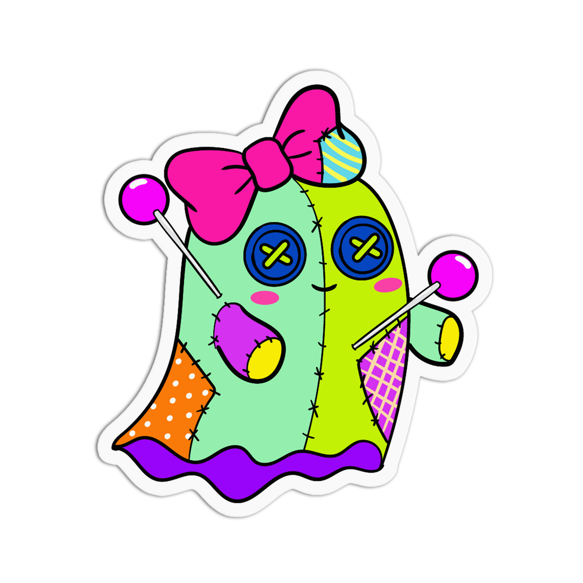 Ghost Ribbon - Cute Voodoo Dolls Sticker