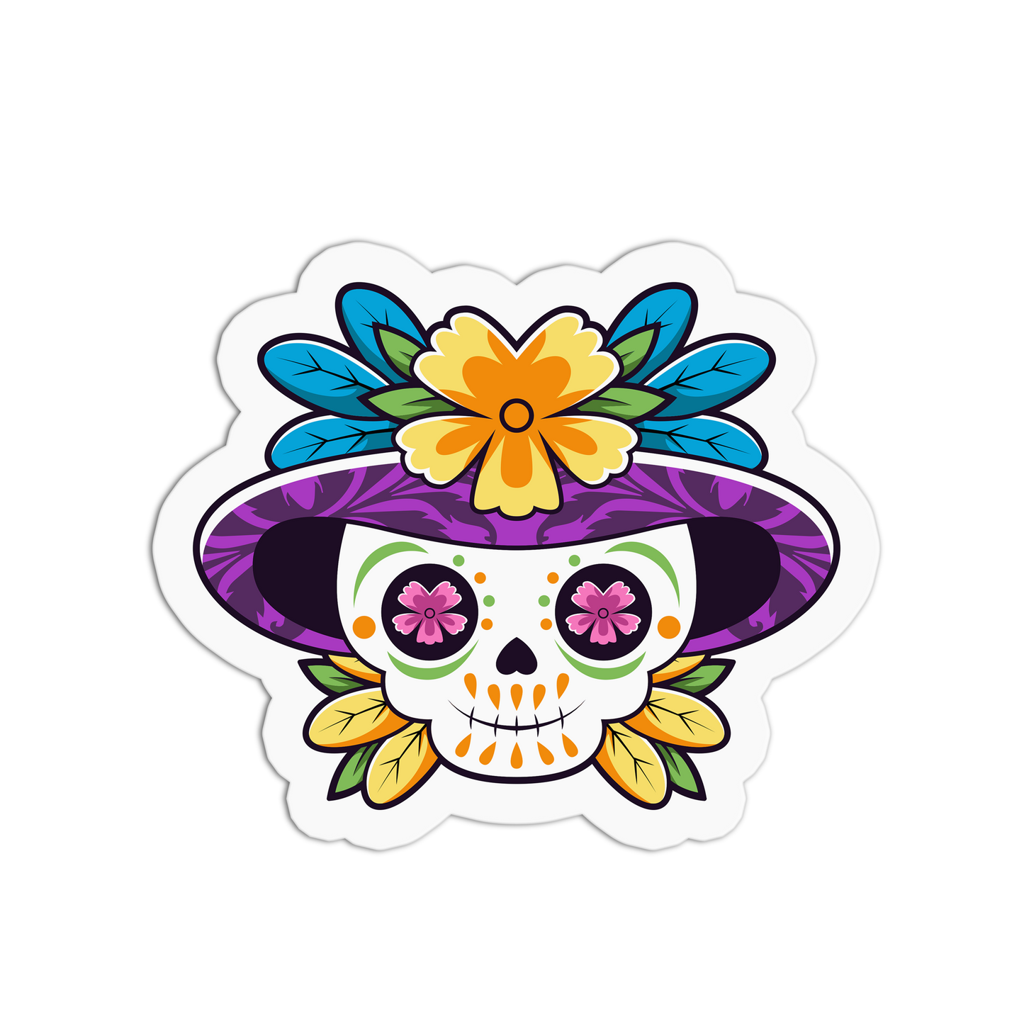 Floral Skull Day of the Dead Stickers
