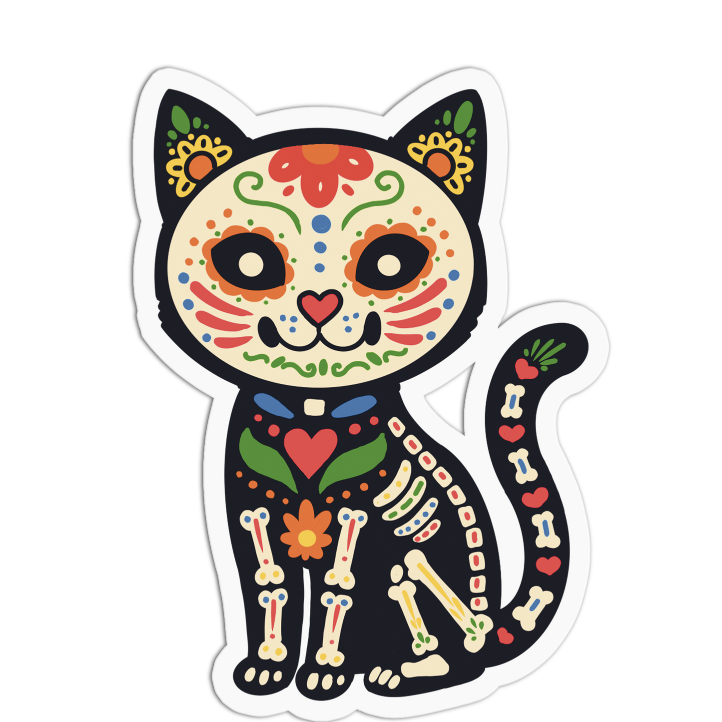Sitting Cat Day Of The Dead Sticker