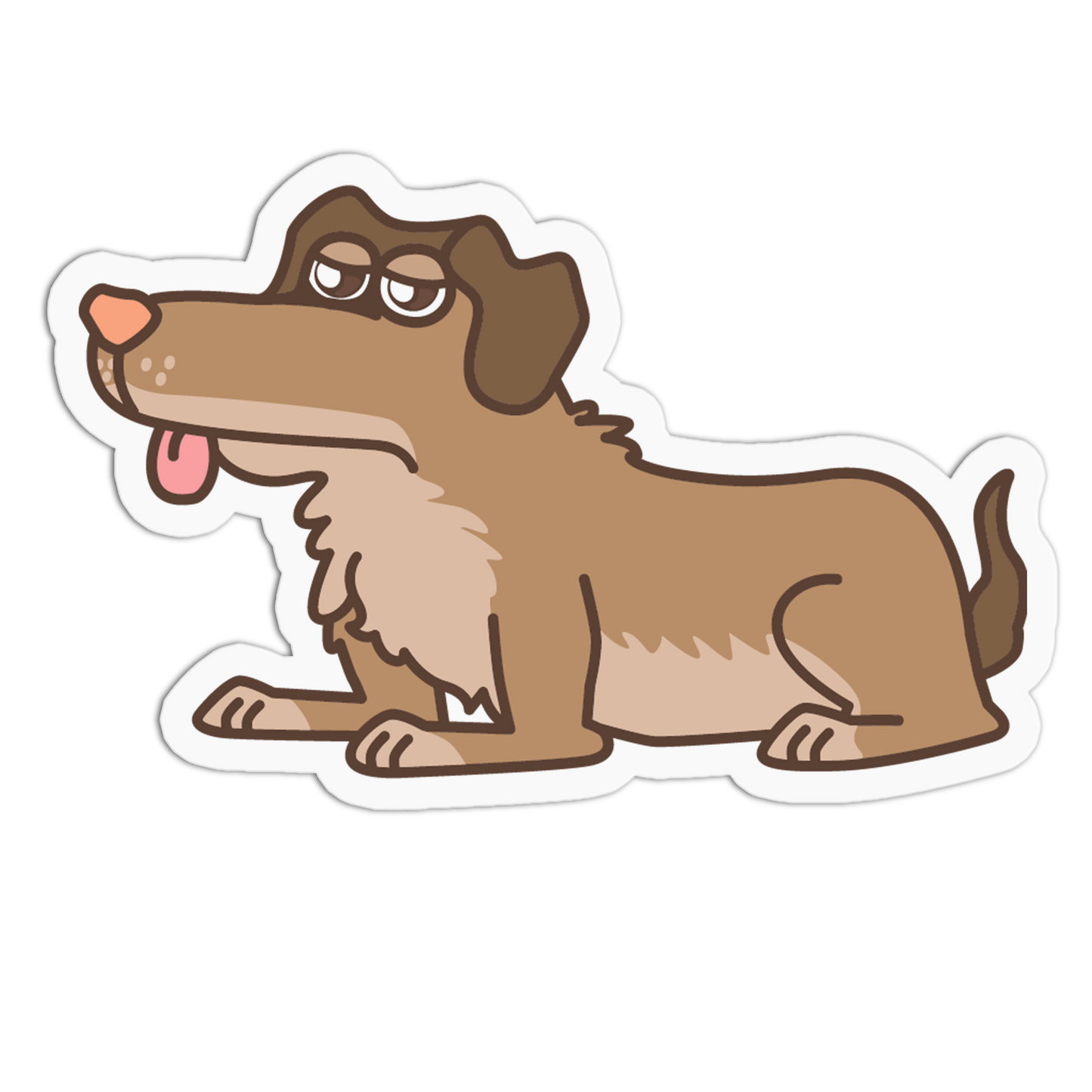 Cartoon dog with a happy expression on a white background
