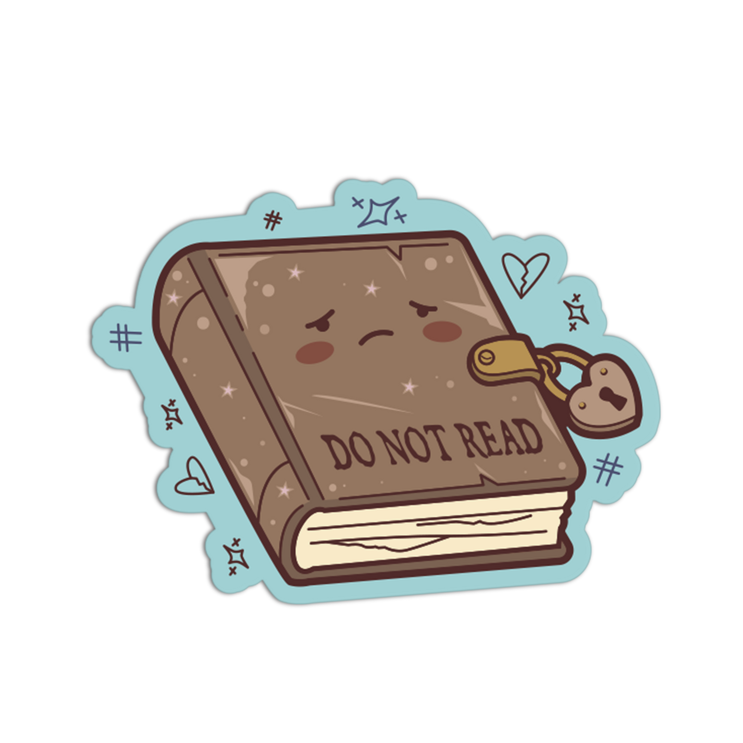 Cartoon book with a lock and 'Do Not Read' text on a white background