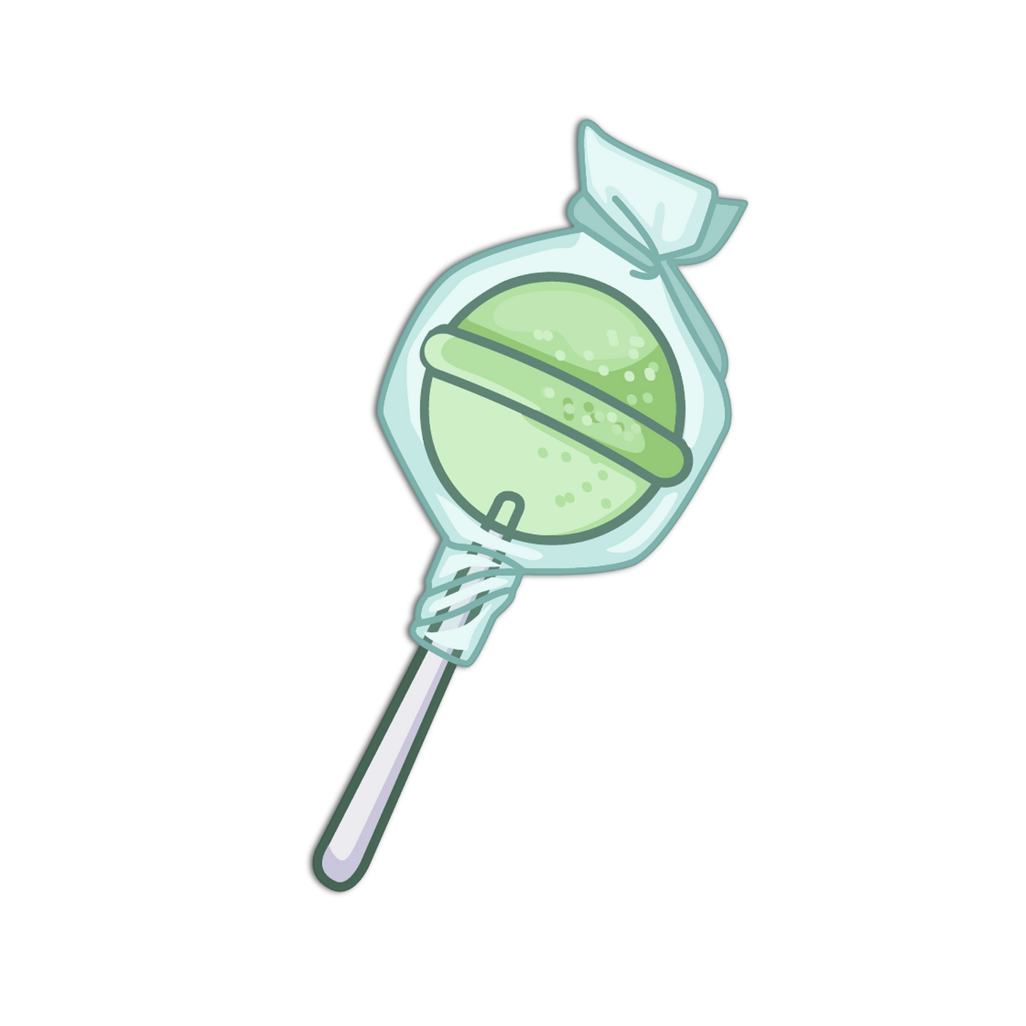 Green lollipop with a white background