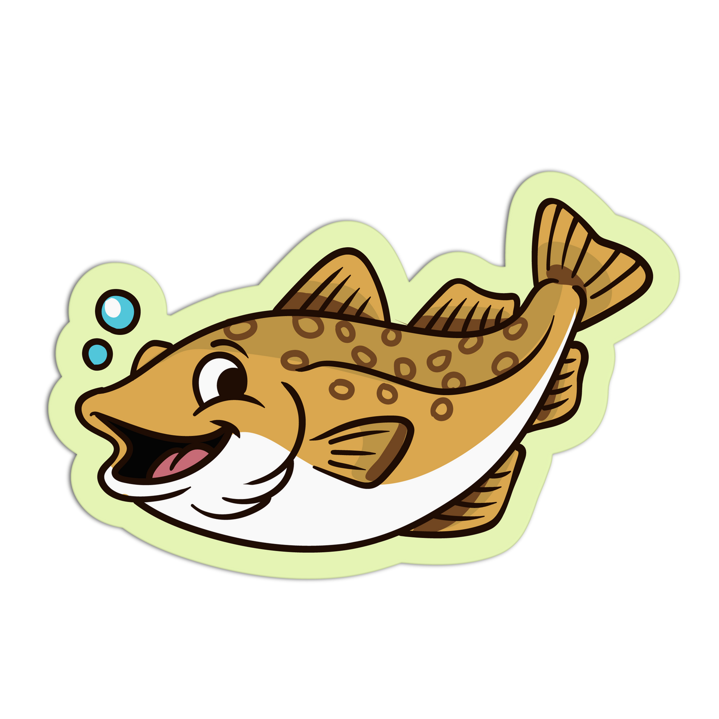 Cartoon fish with a happy expression on a white background