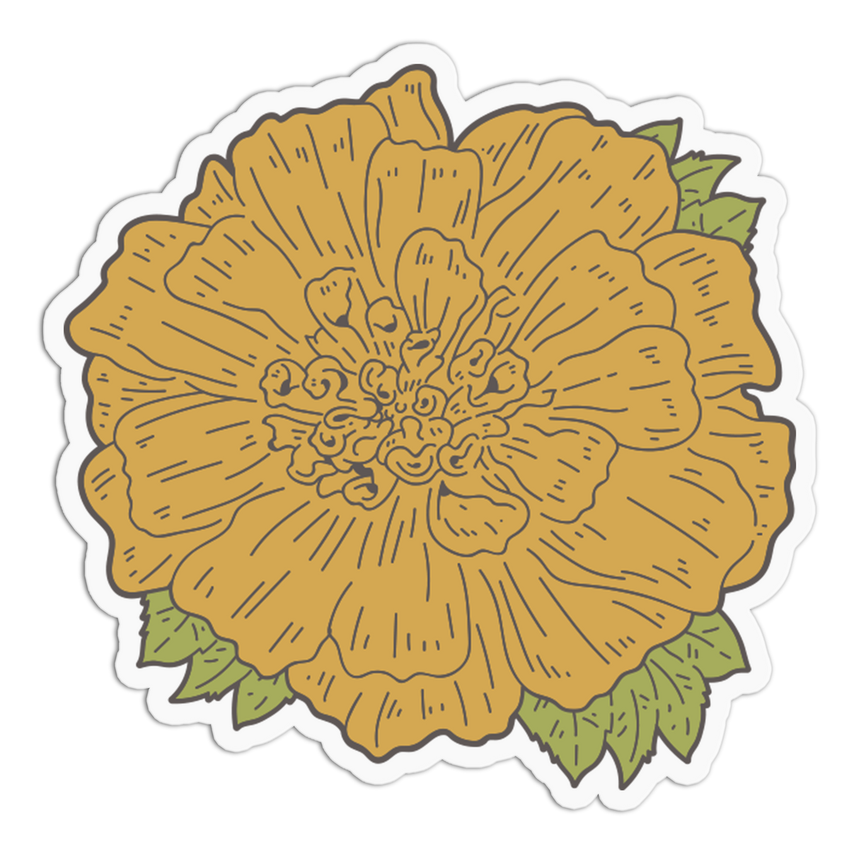 Bright Marigold Bloom - Flower Sticker
