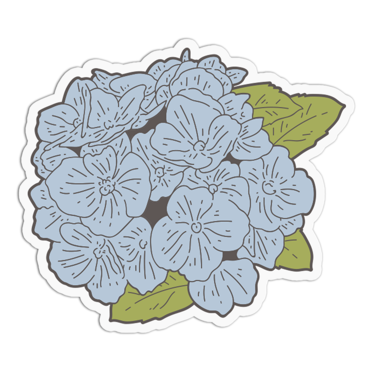 Blue Hydrangea Cluster - Flower Sticker