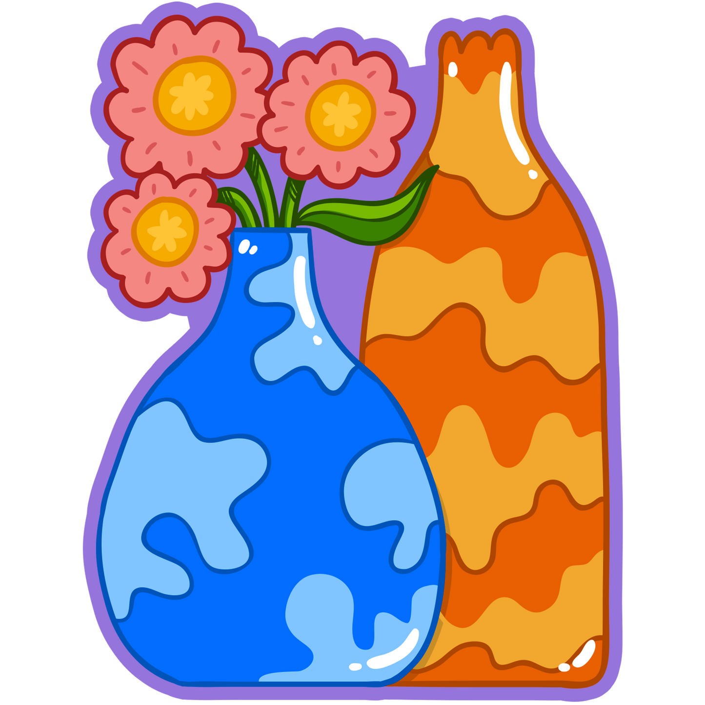 Coral Sunsets Flowers Stickers