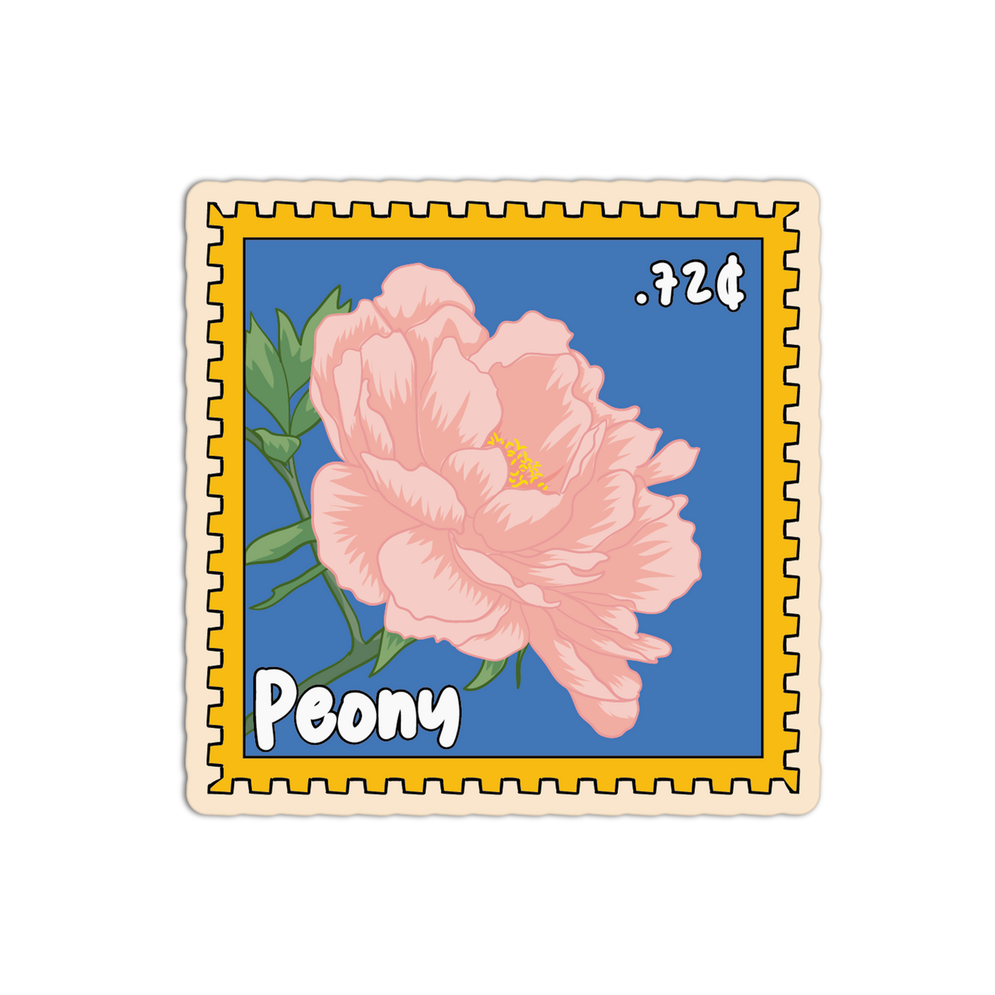 Peony Postage Floral Stamp Sticker