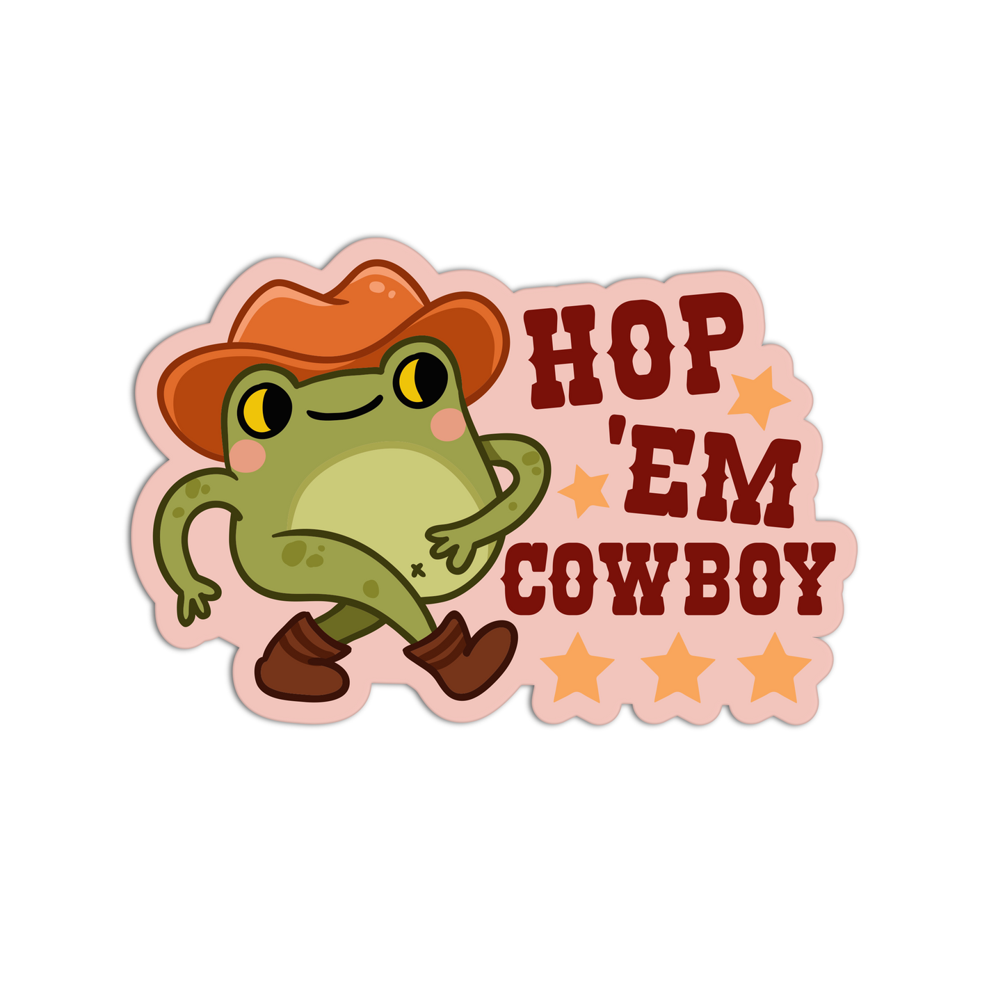 Hop 'Em Cowboy Frogs Sticker