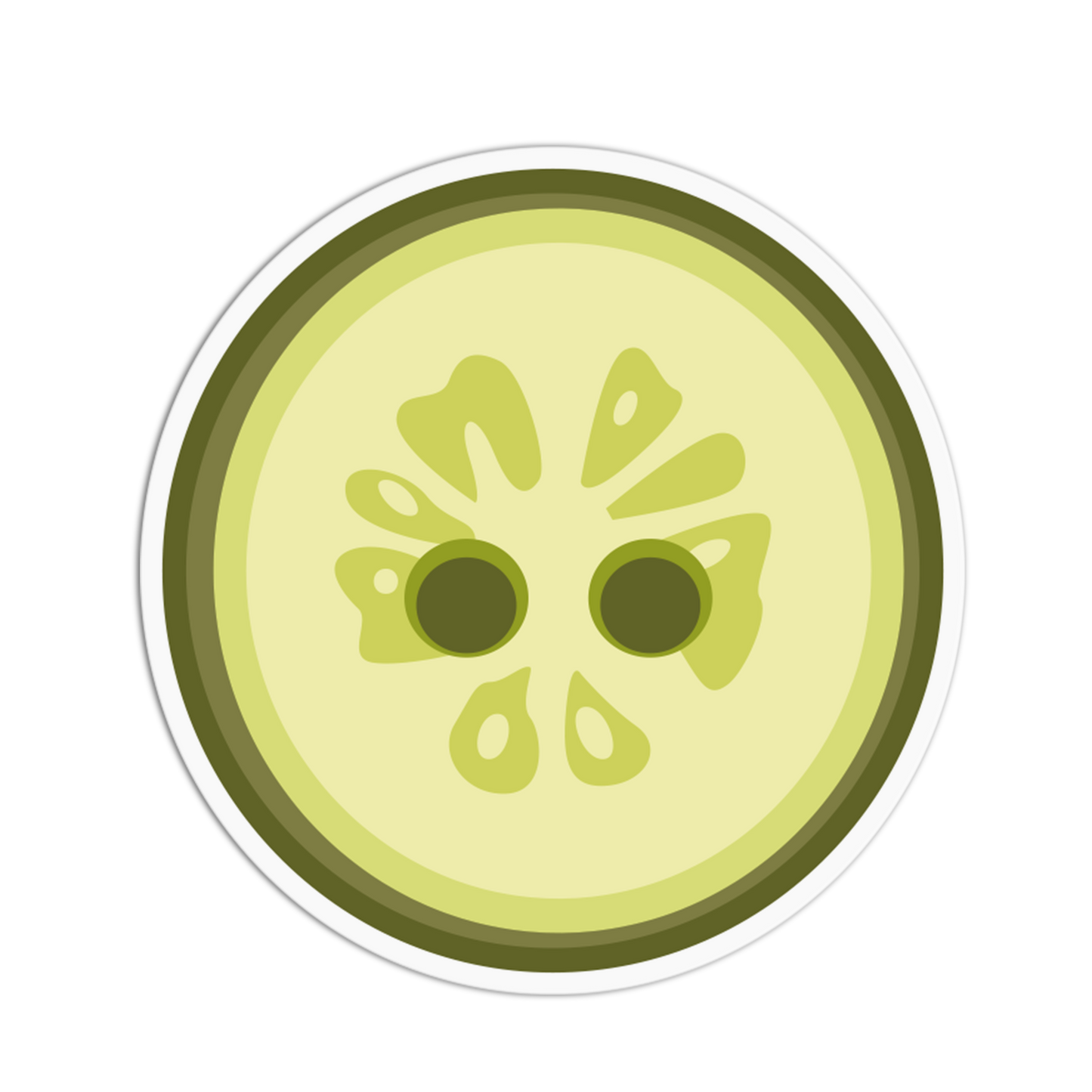 Circular green icon with a stylized face design on a transparent background