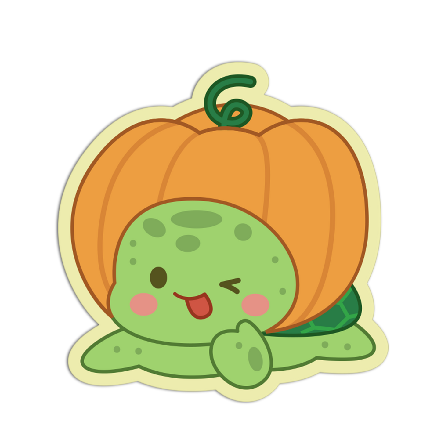 Silly Winking Pumpkin Fruit Turtle Sticker
