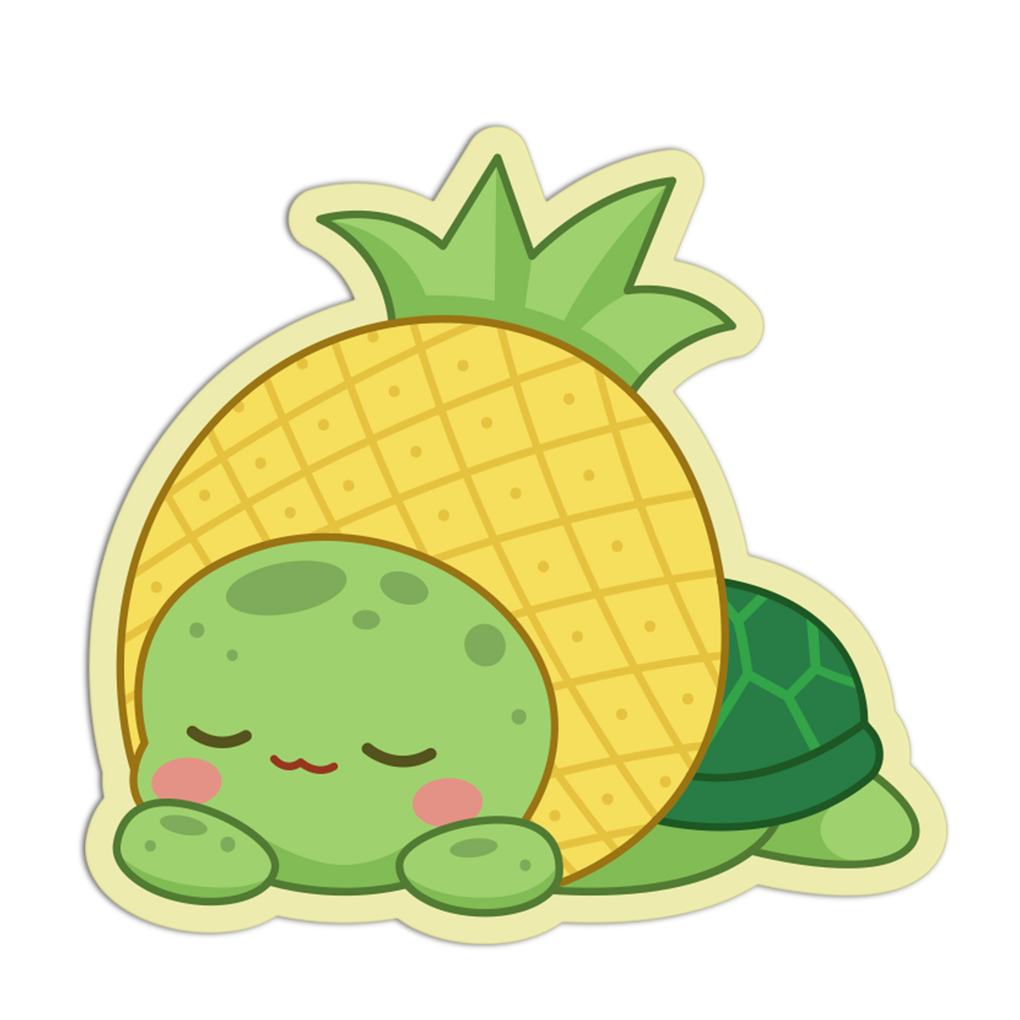 Sleeping Cozy Pineapple Fruit Turtle Sticker