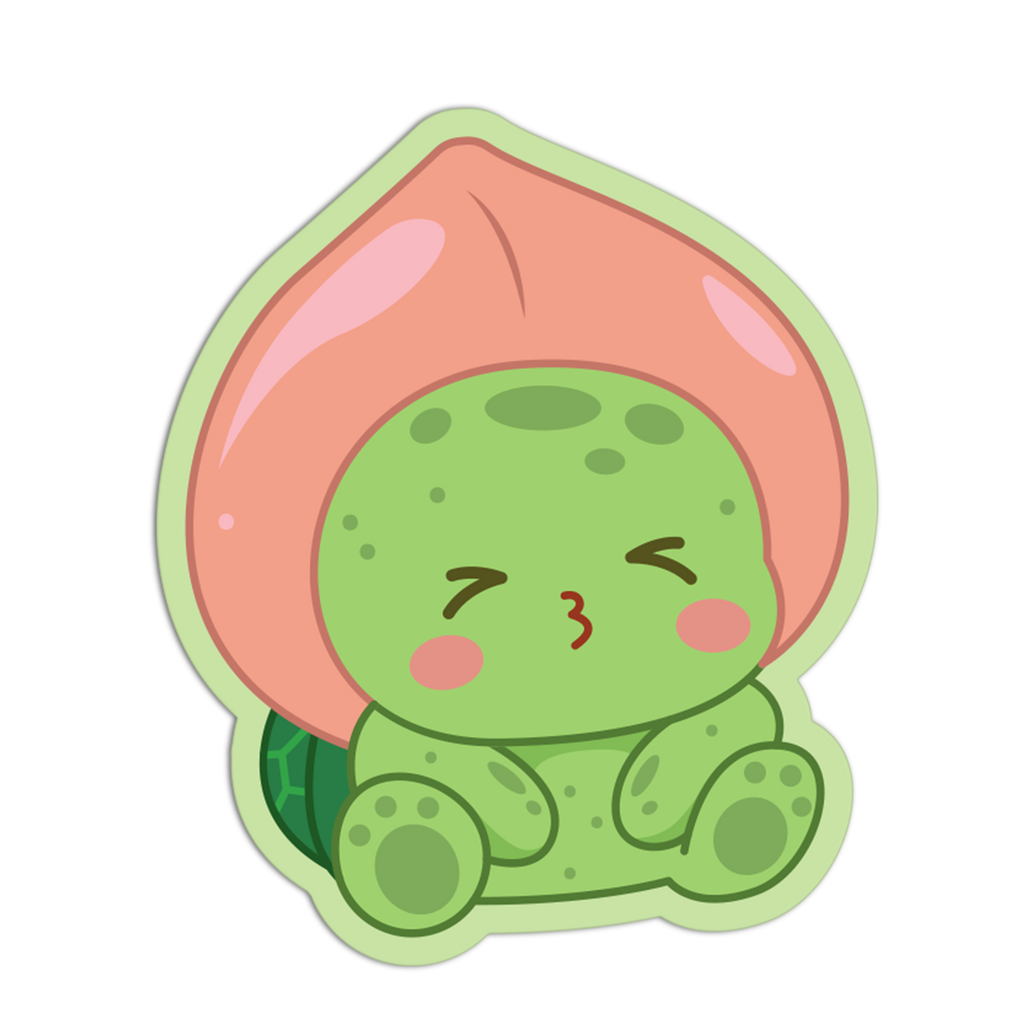 Sweet Kissing Peach Fruit Turtle Sticker