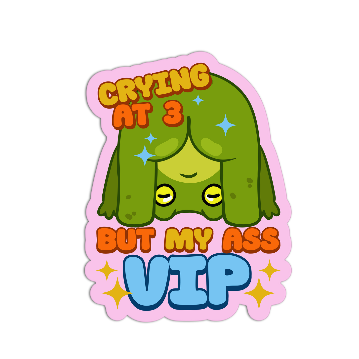 Crying at 3 Funny Sticker