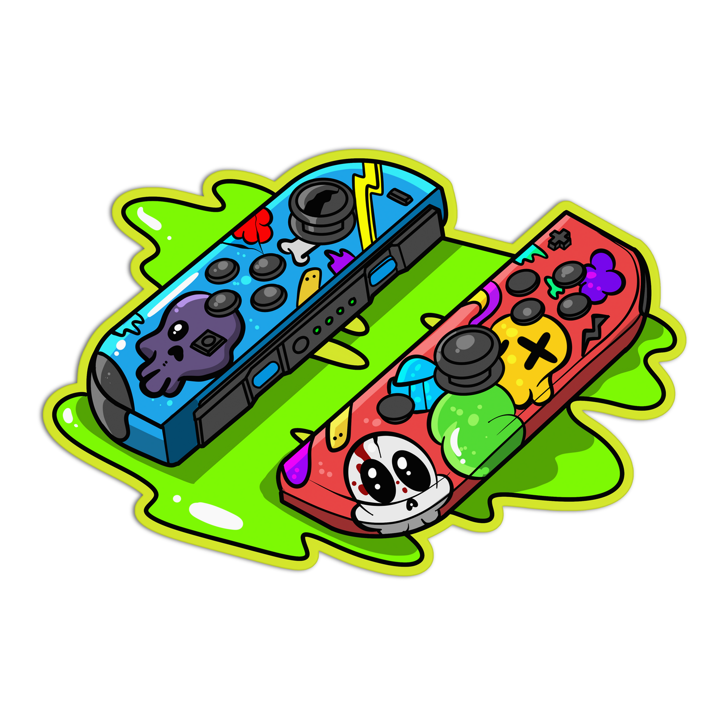 Skull-Grip Hybrid Pair Gamer Stickers