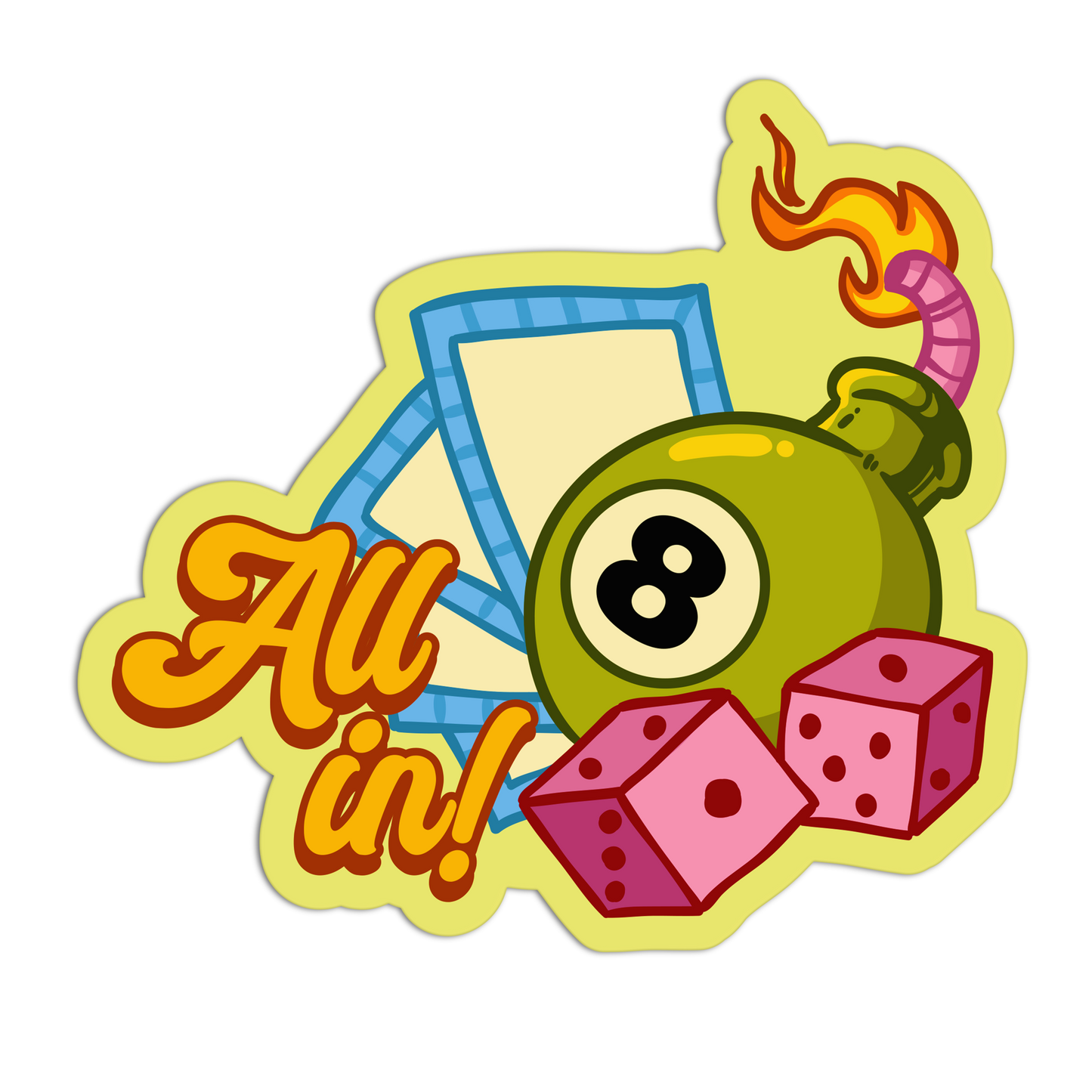 Explosive 8-Ball All-In Girlie Gambling Stickers