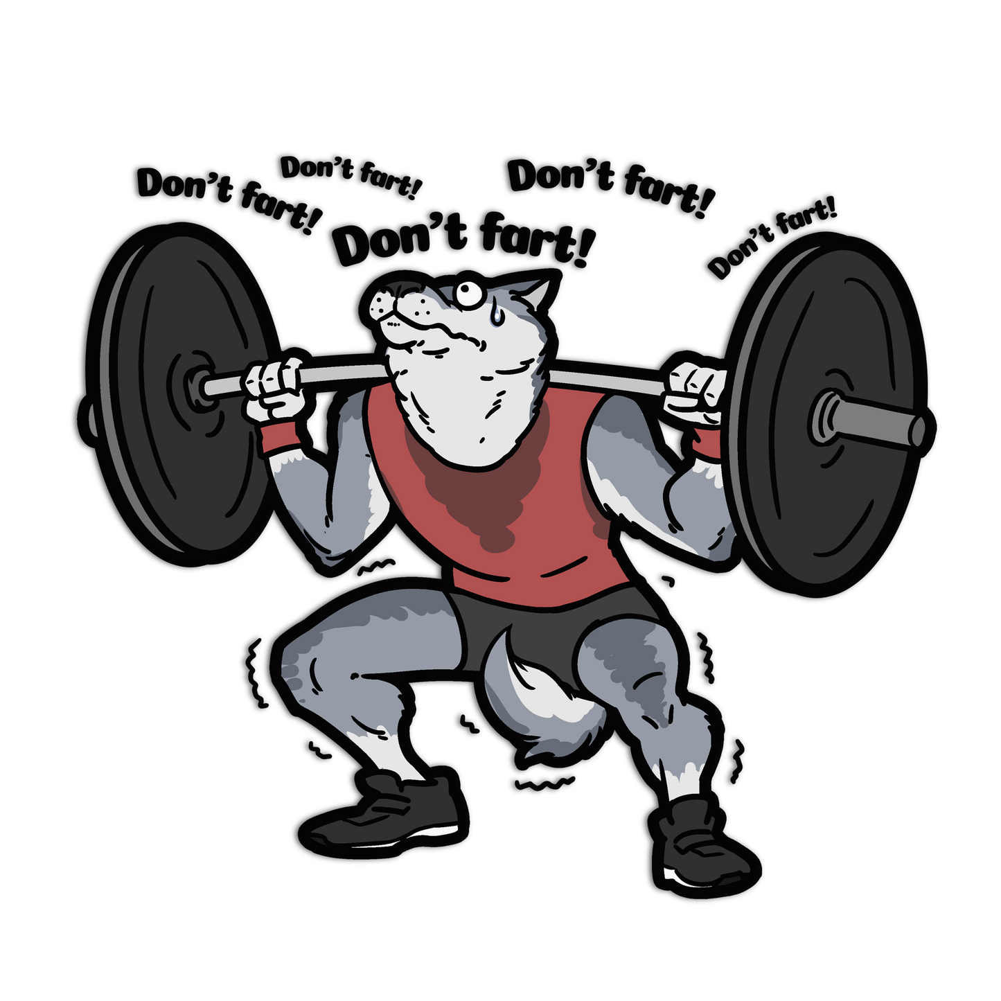 Squatting Wolf Gym Animal Stickers
