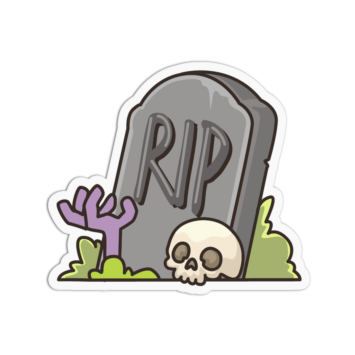 Tombstone Skull - Halloween Candies Sticker