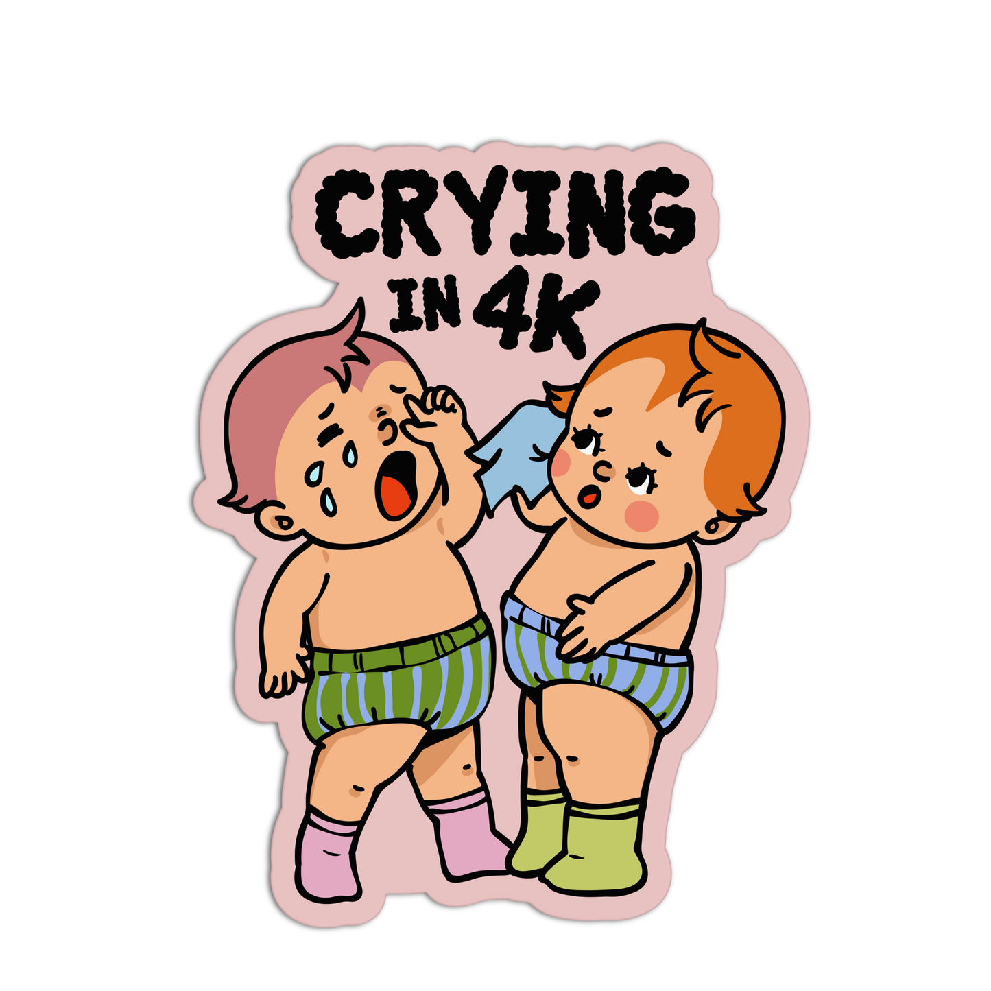 Crying 4K Heartbreak Retro Babies Sticker