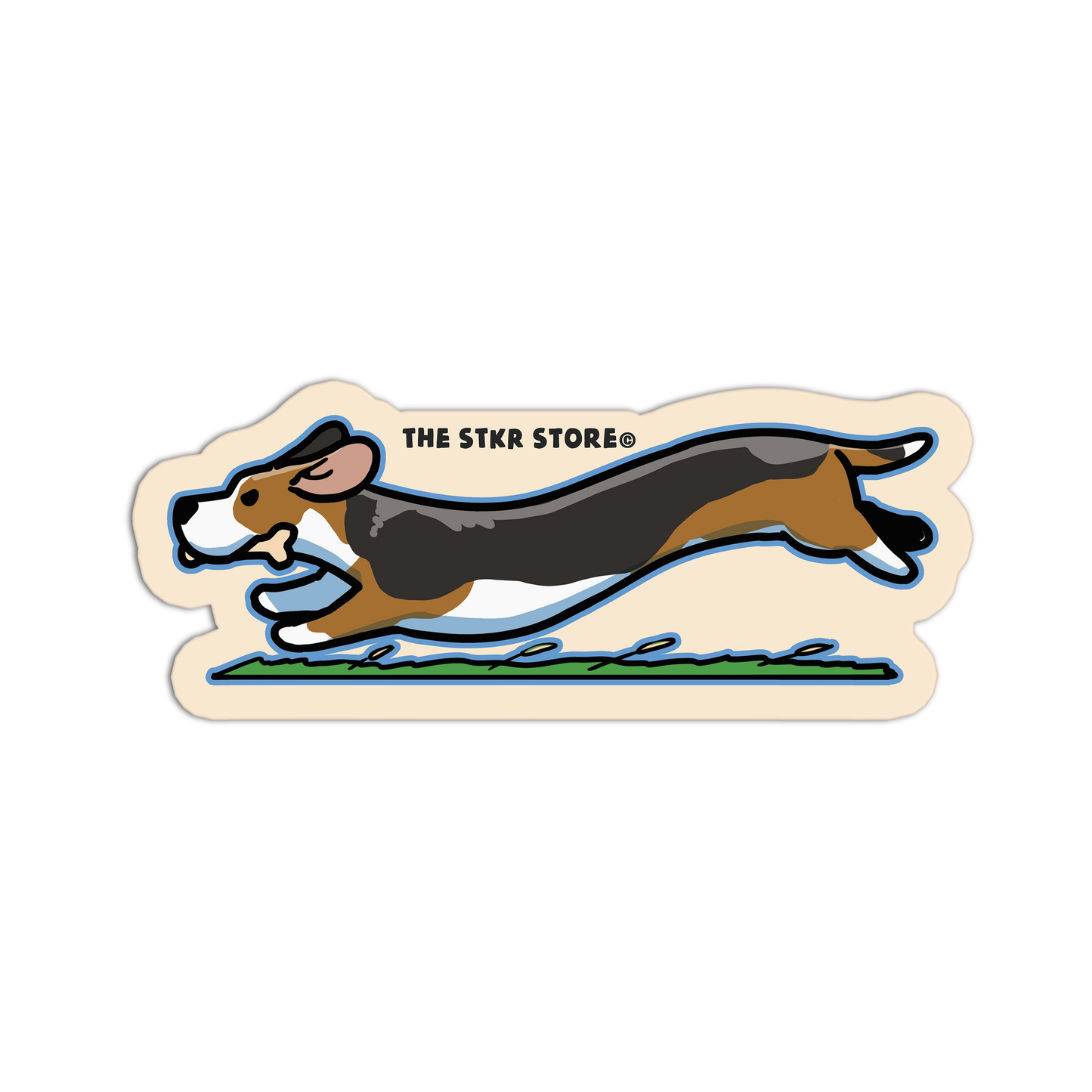 Long Beagle Run Dog Stickers