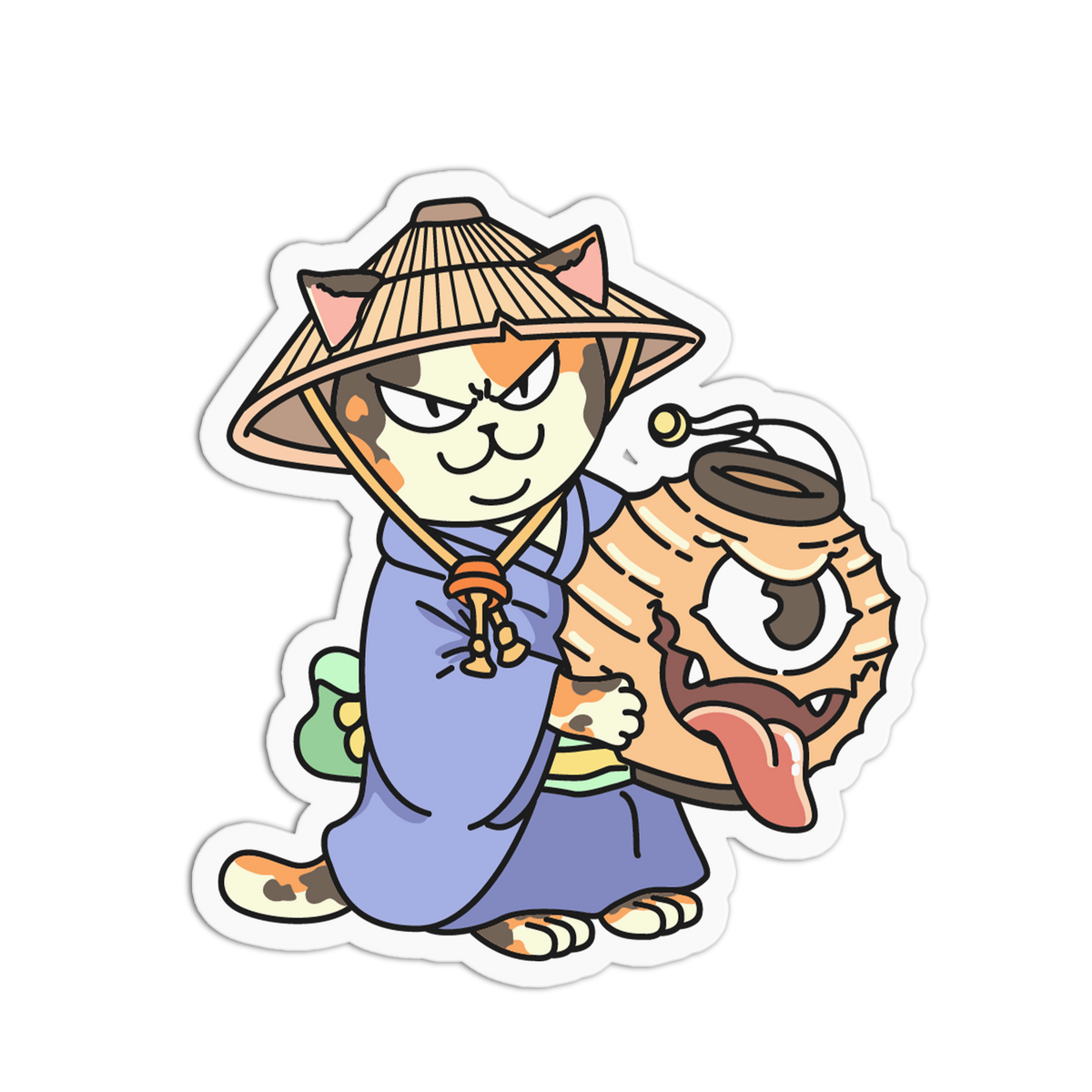 Straw Lantern - Japanese Cat Sticker