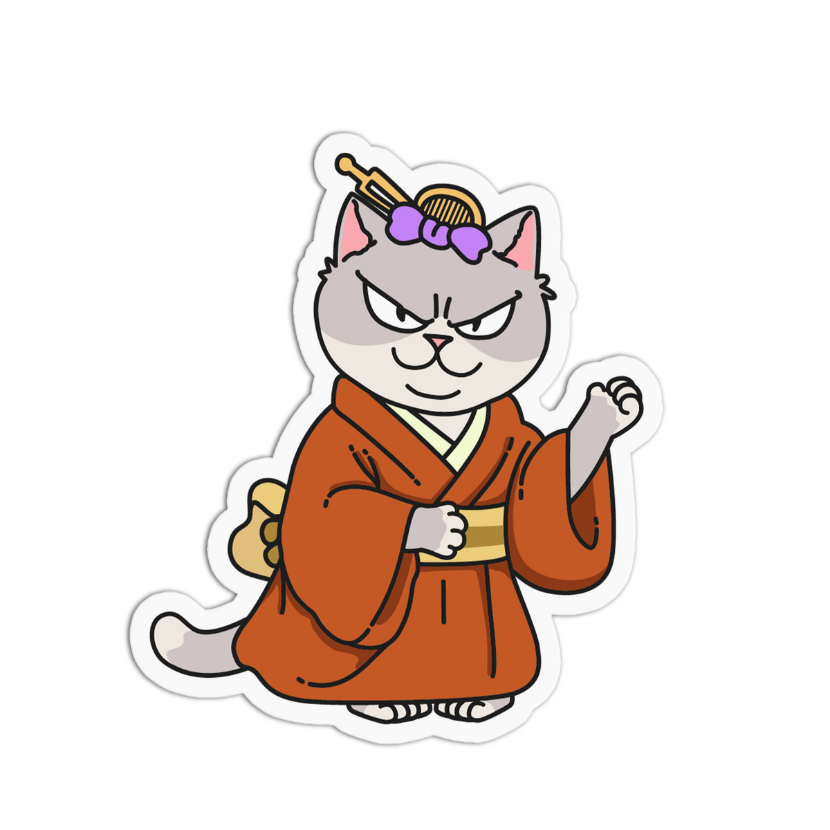 Orange Robe - Japanese Cat Sticker