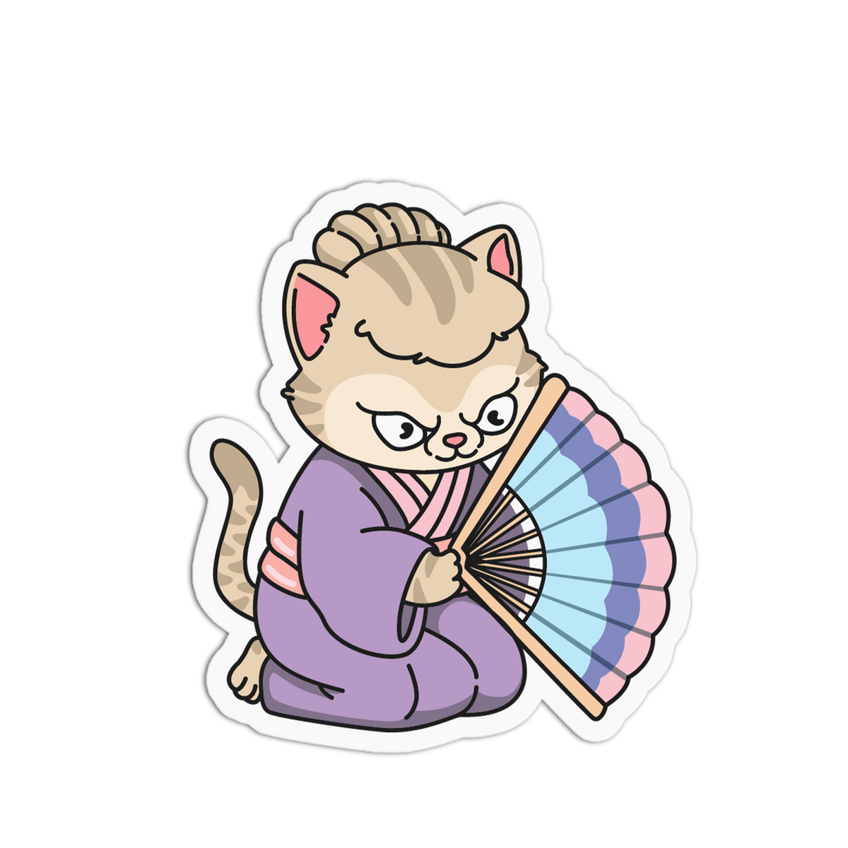 Folding Fan - Japanese Cat Sticker