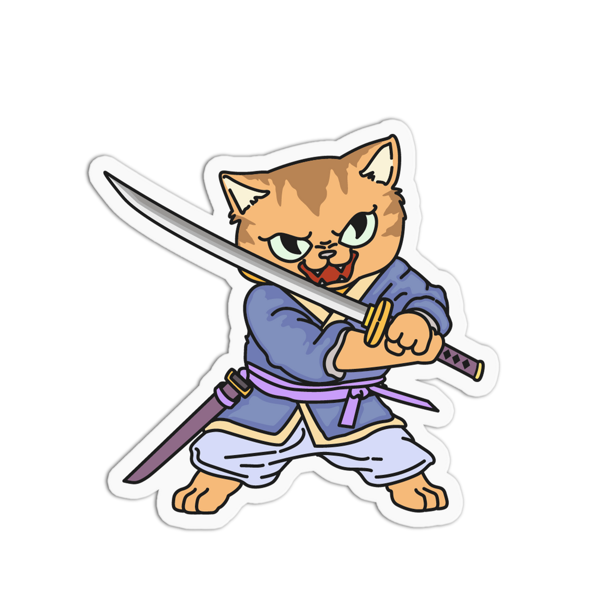 Katana Stance - Japanese Cat Sticker