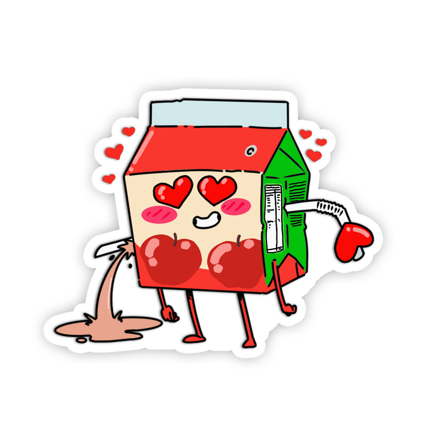 Apple Juice In Love - Juice Box Stickers