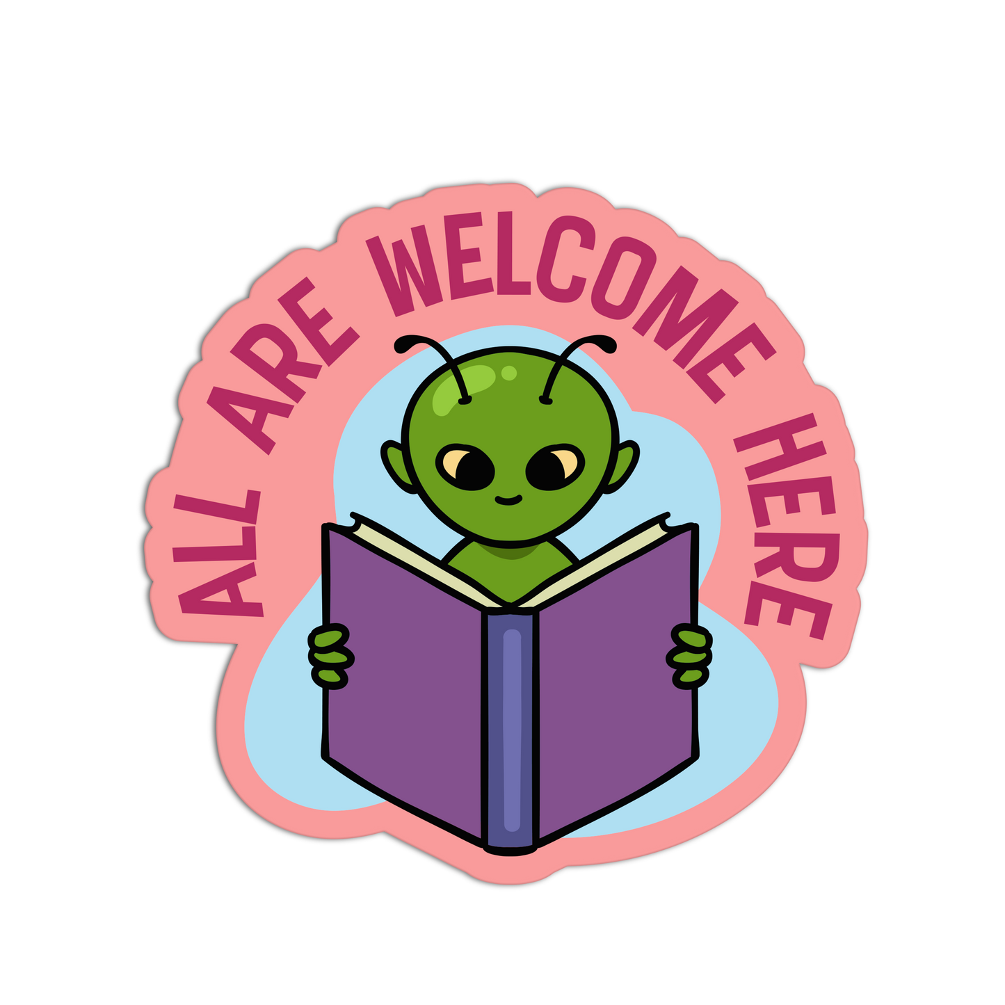 All Are Welcome Here Library Sticker