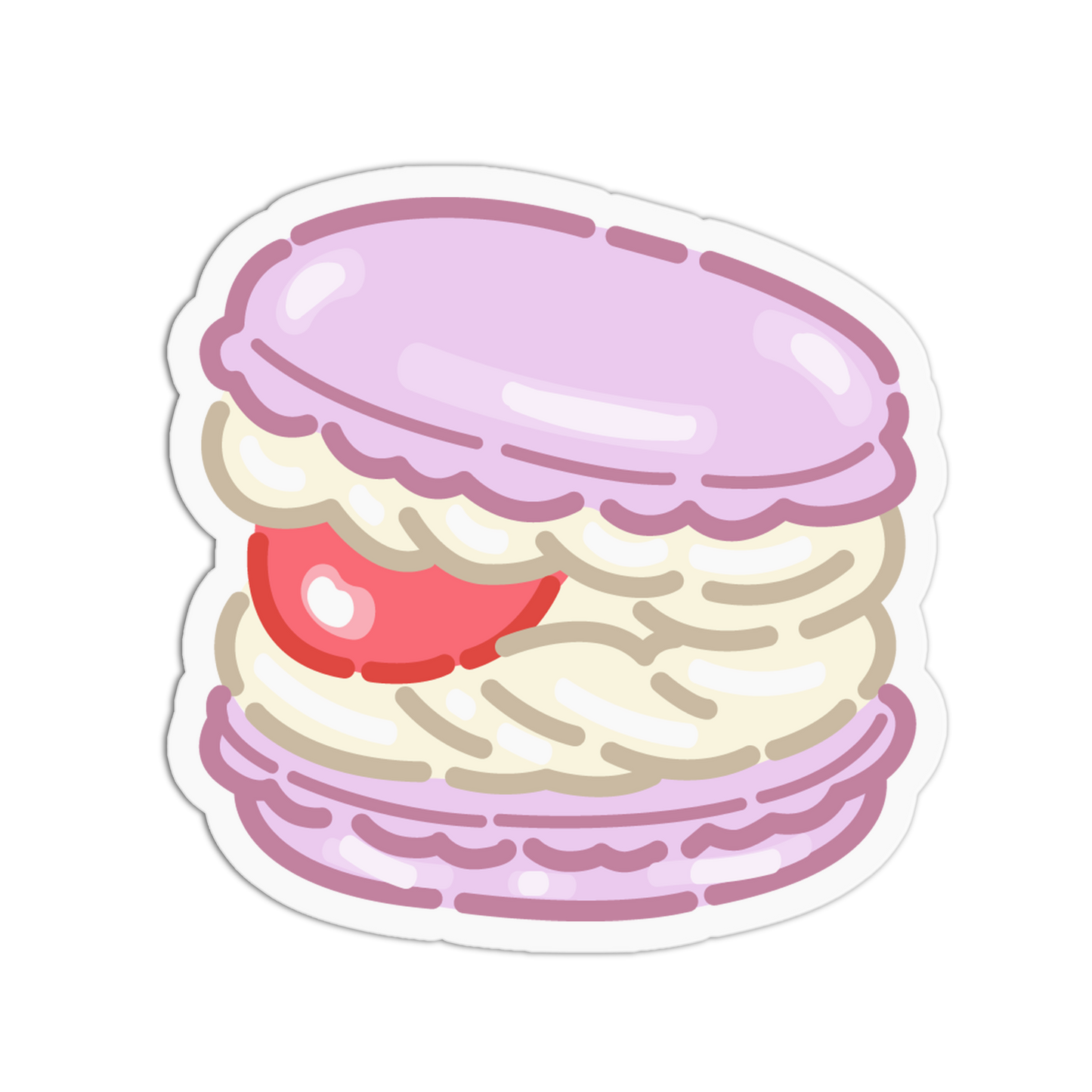 Cute Lavender Strawberry Cream Macaroons Sticker