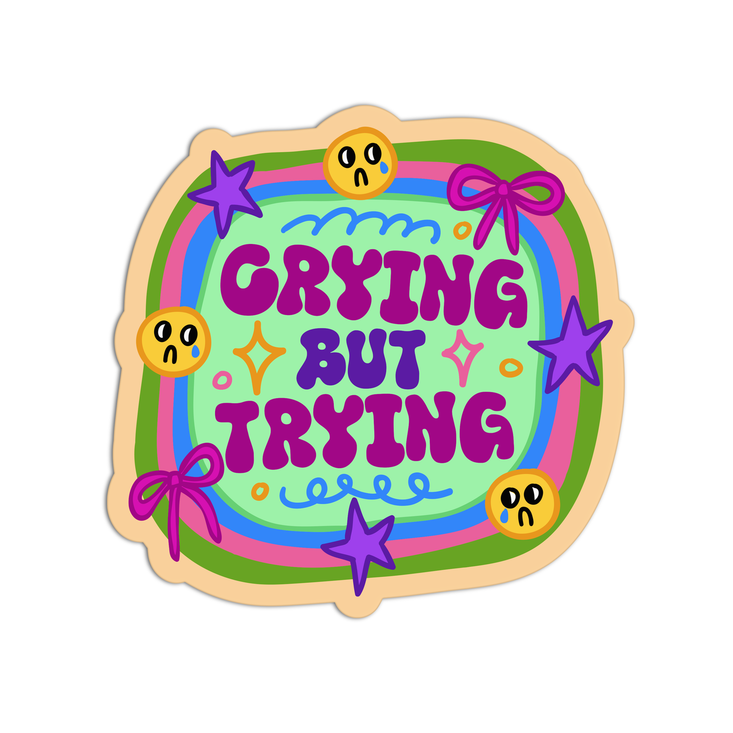 Crying But Trying Mental Health Sticker